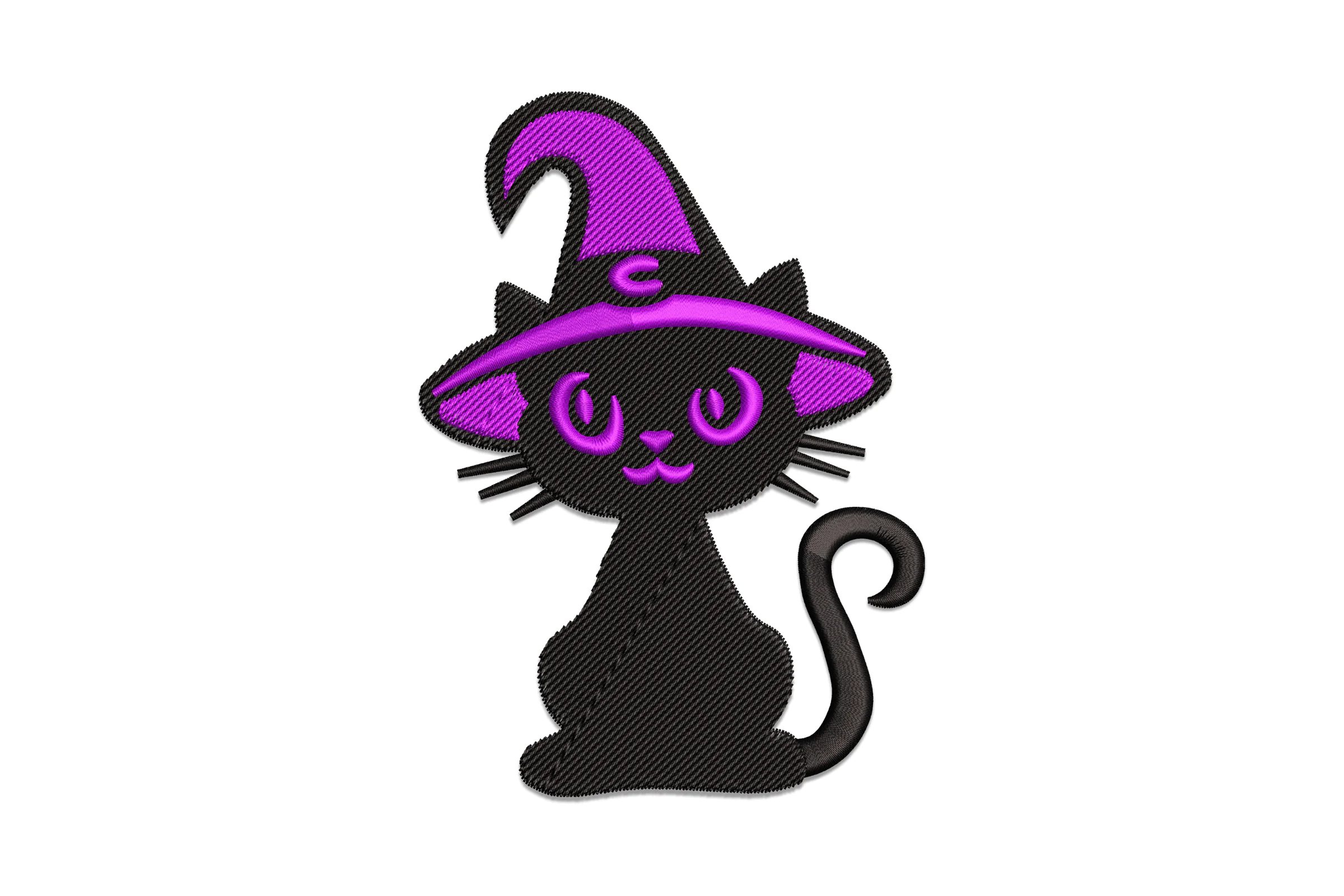 Cute Witch Cat Embroidery Design