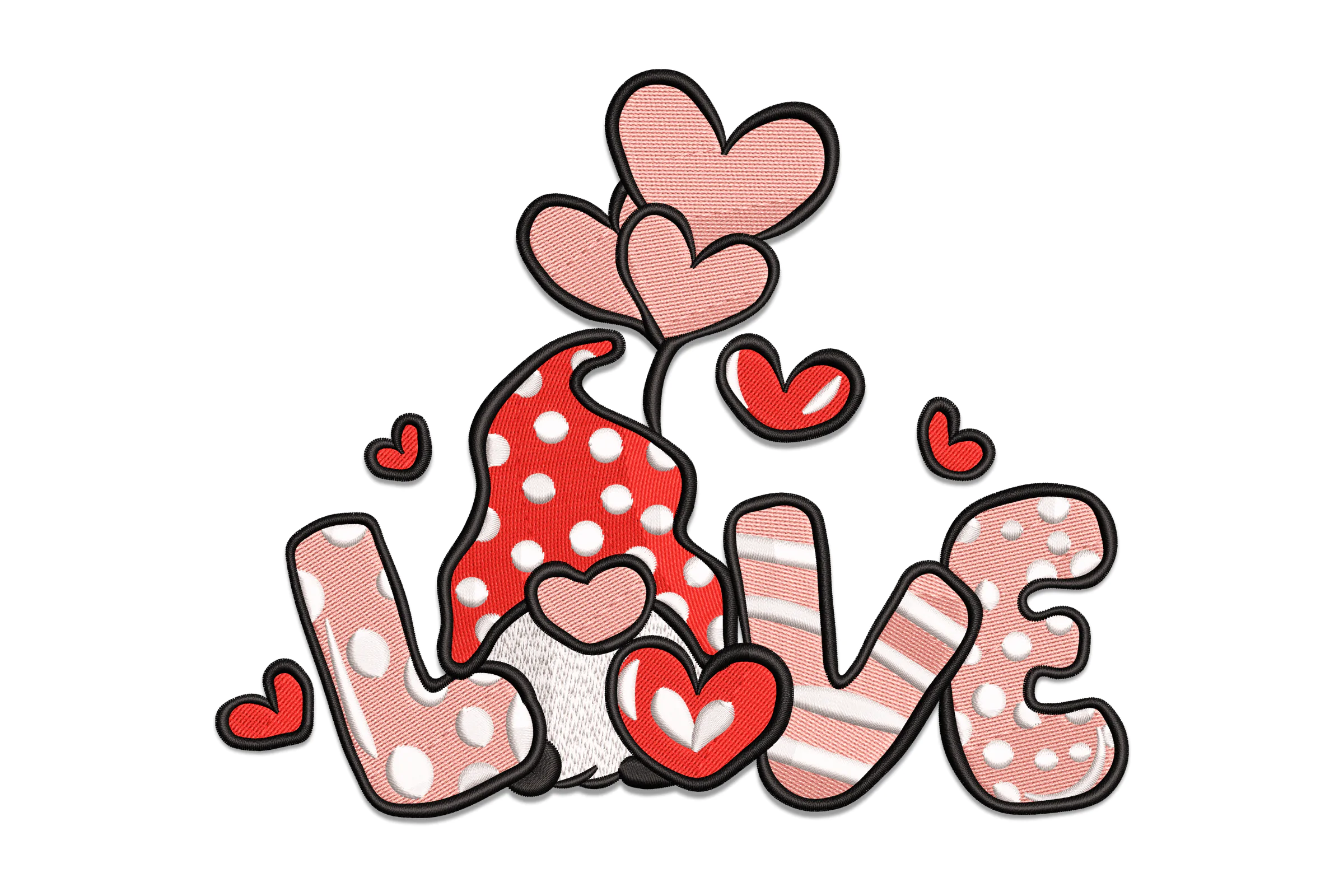 Love Gnome Embroidery Design