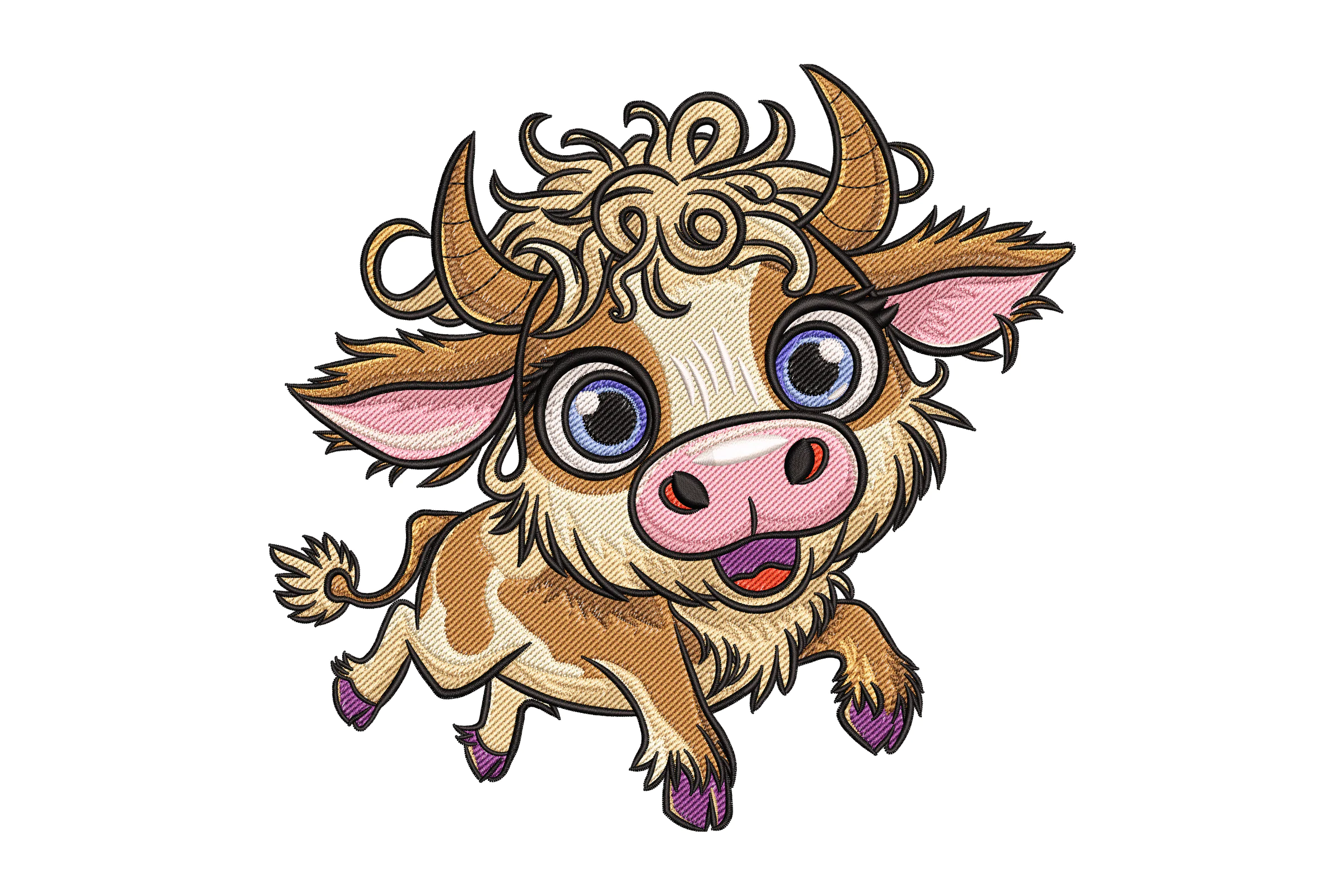 Cute Highland Cow Machine Embroidery Design