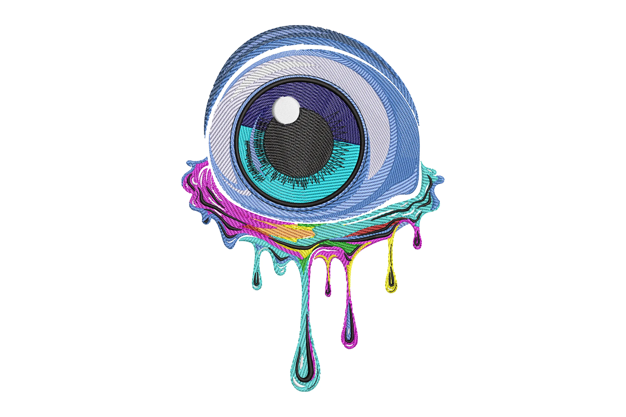 Colorful Dripping Eye Embroidery Design