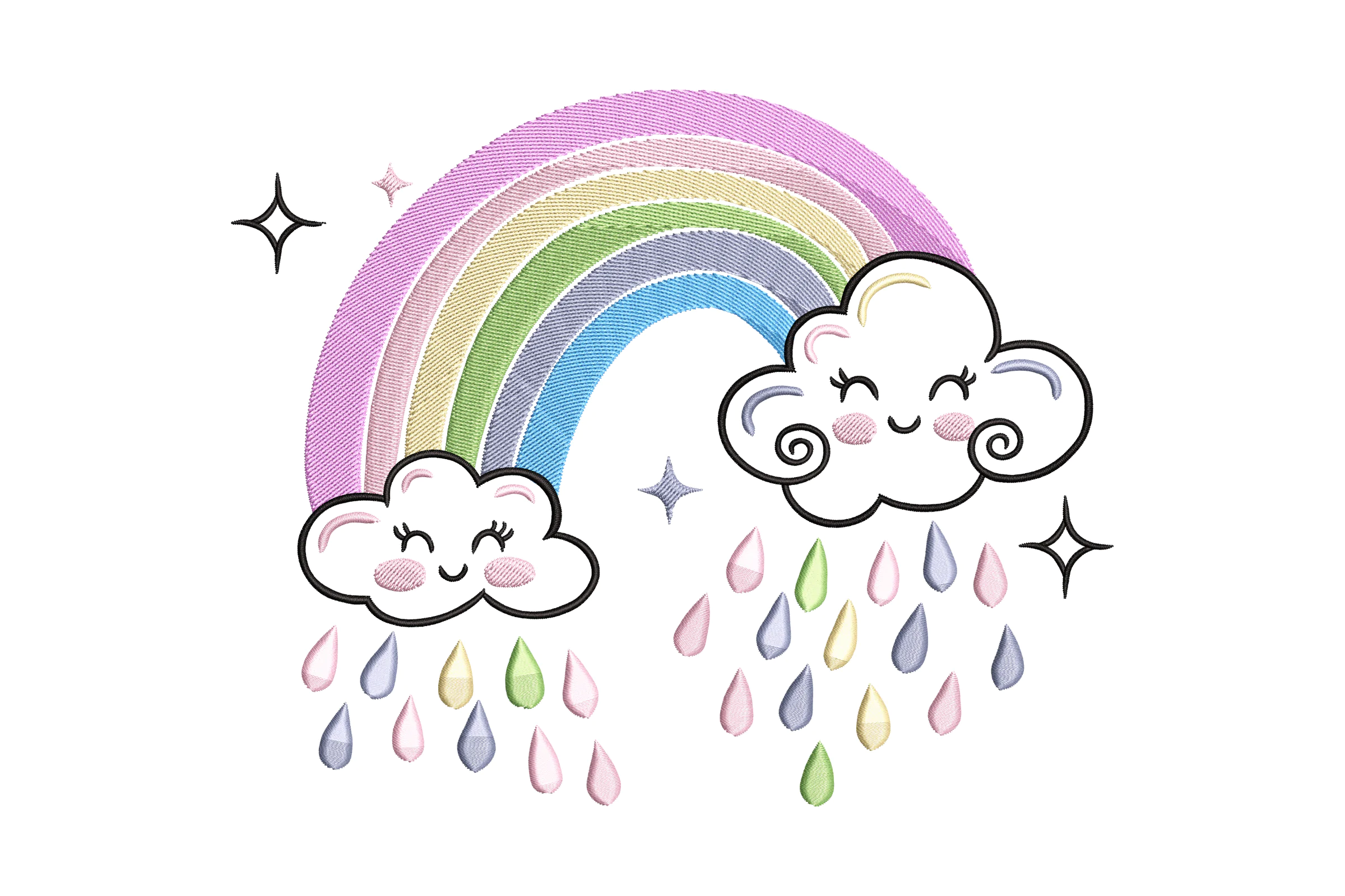 Cloud Rainbow Embroidery Design