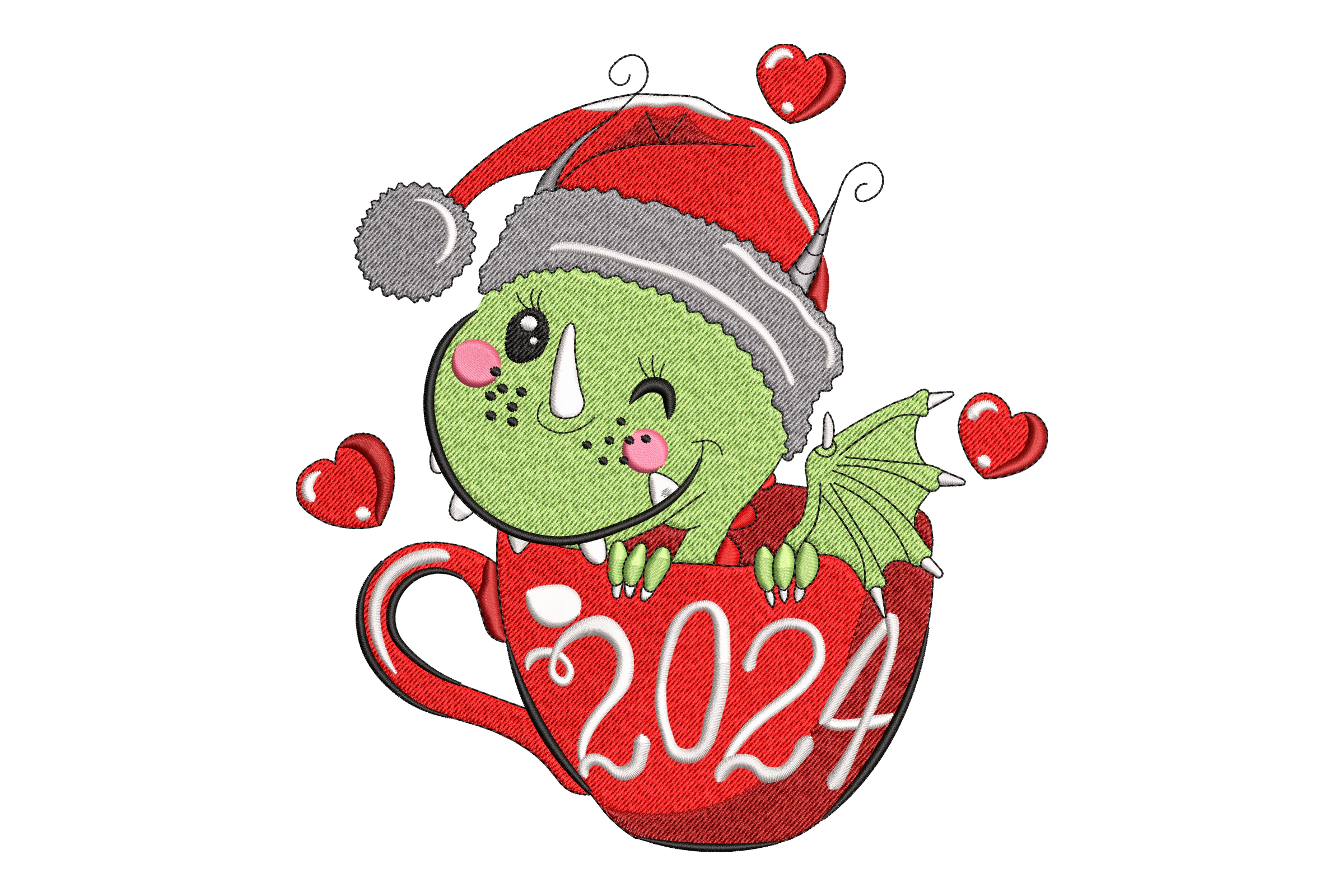 Christmas Dinosaur Embroidery Design