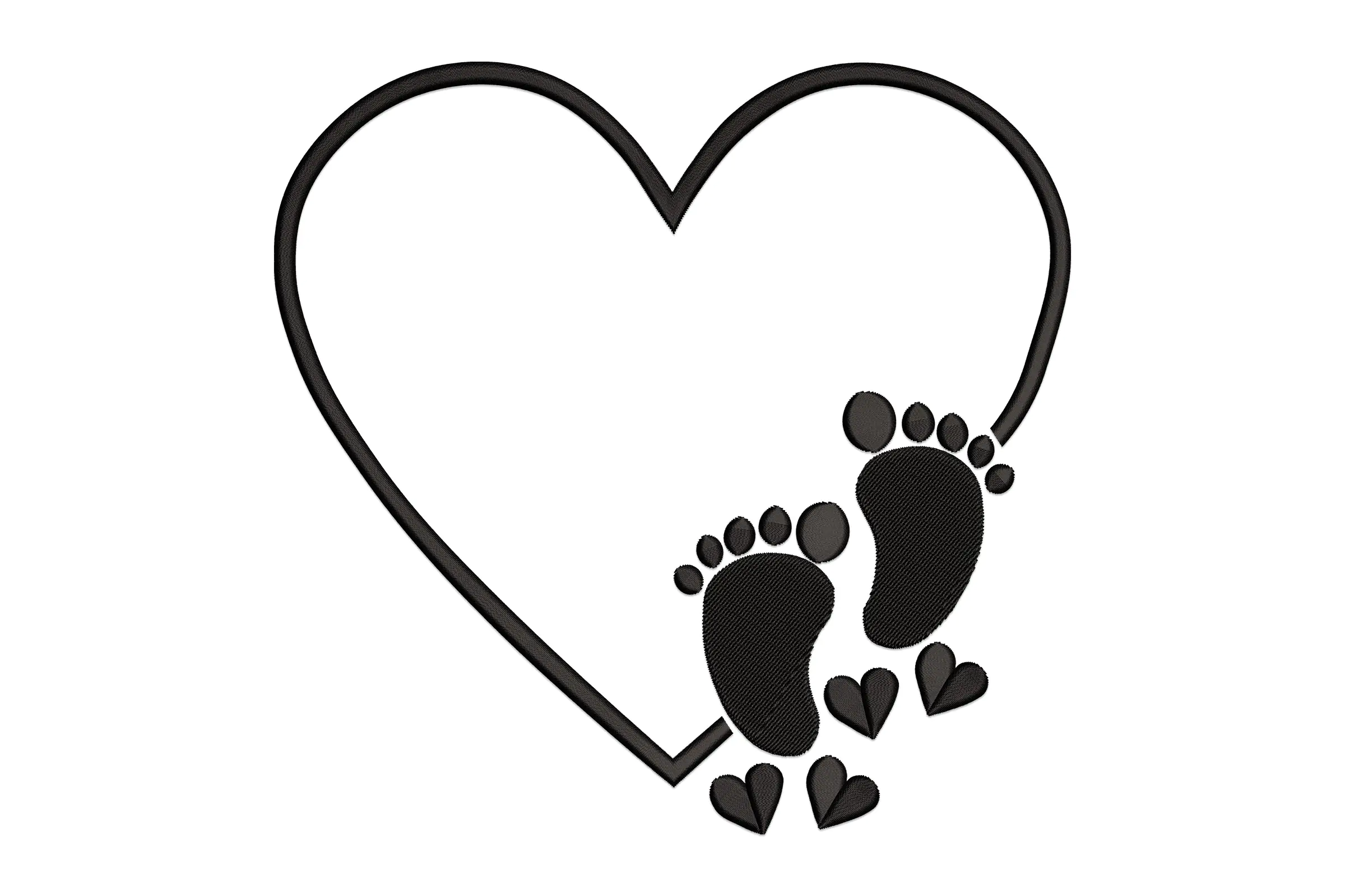 Baby Feet Heart Embroidery Design