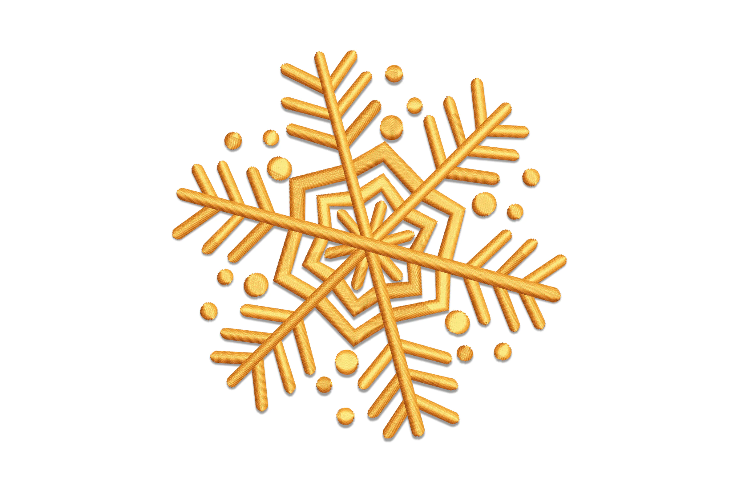 Golden Snowflake with Dots Embroidery Design