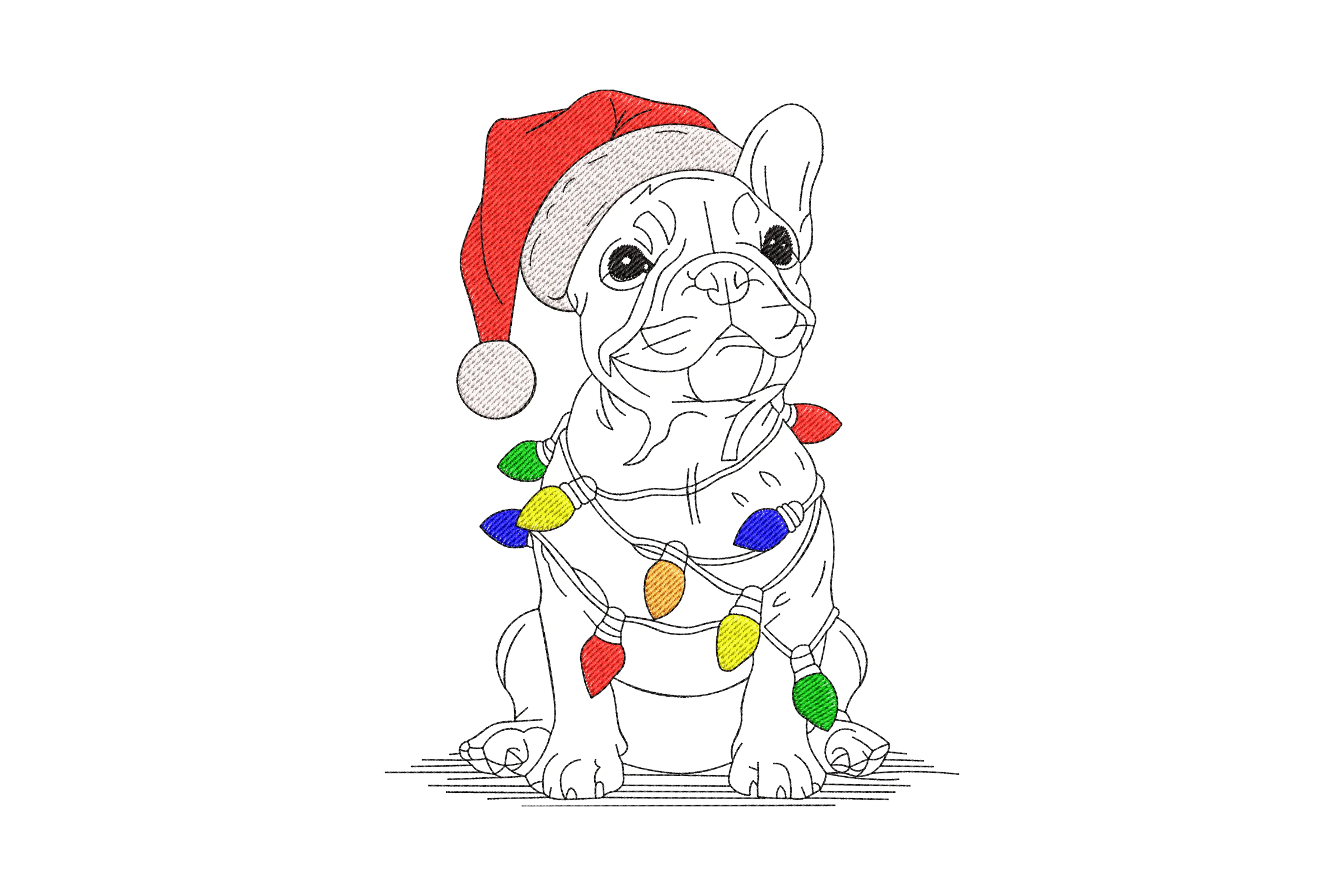 Christmas Bulldog Embroidery Design