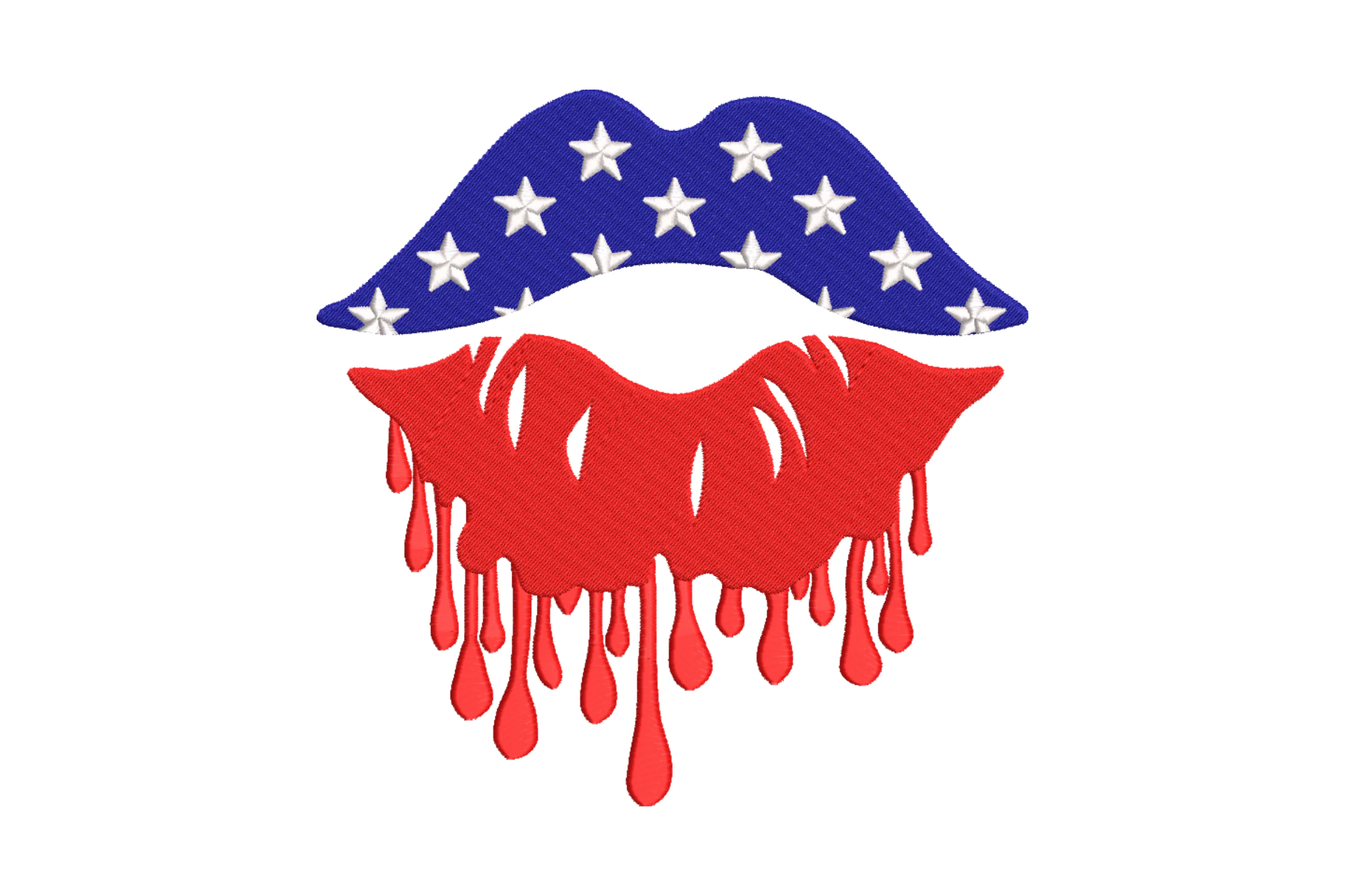 American Flag Lips Embroidery Design