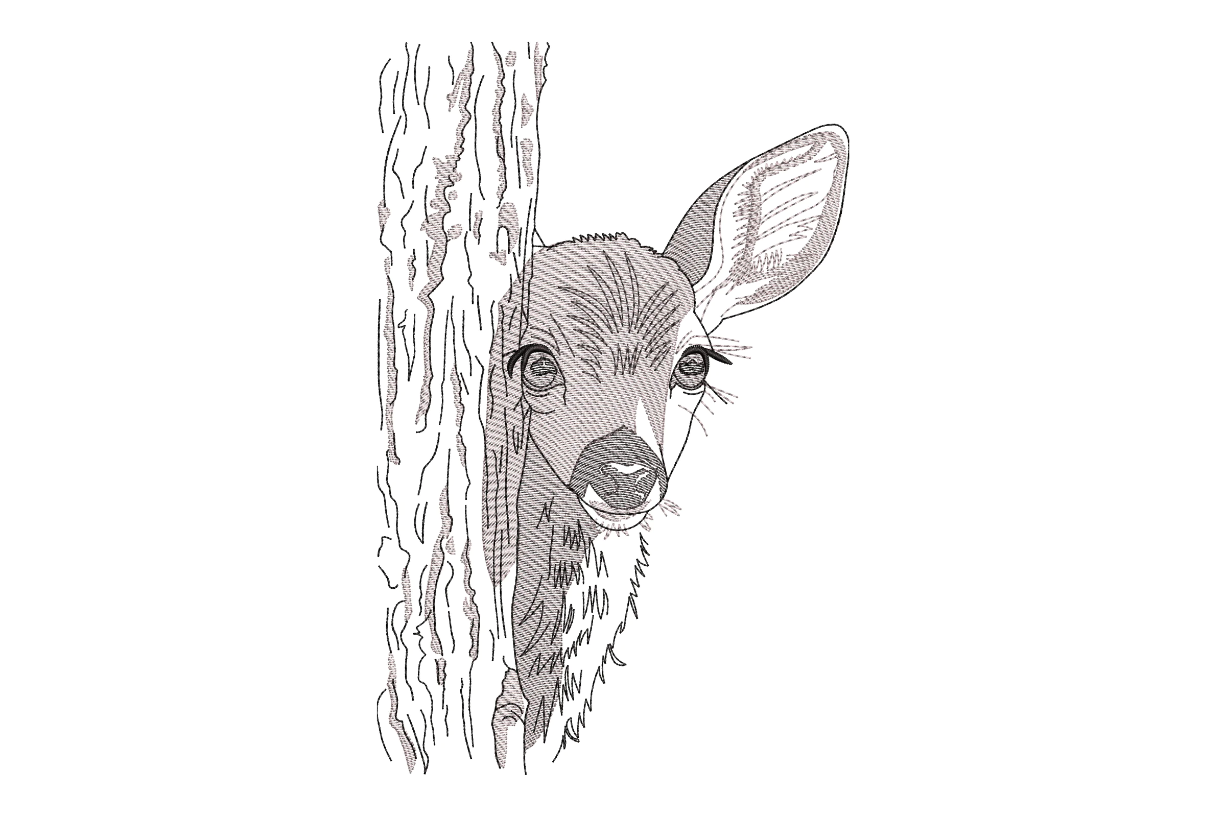 Deer Peeking Embroidery Design