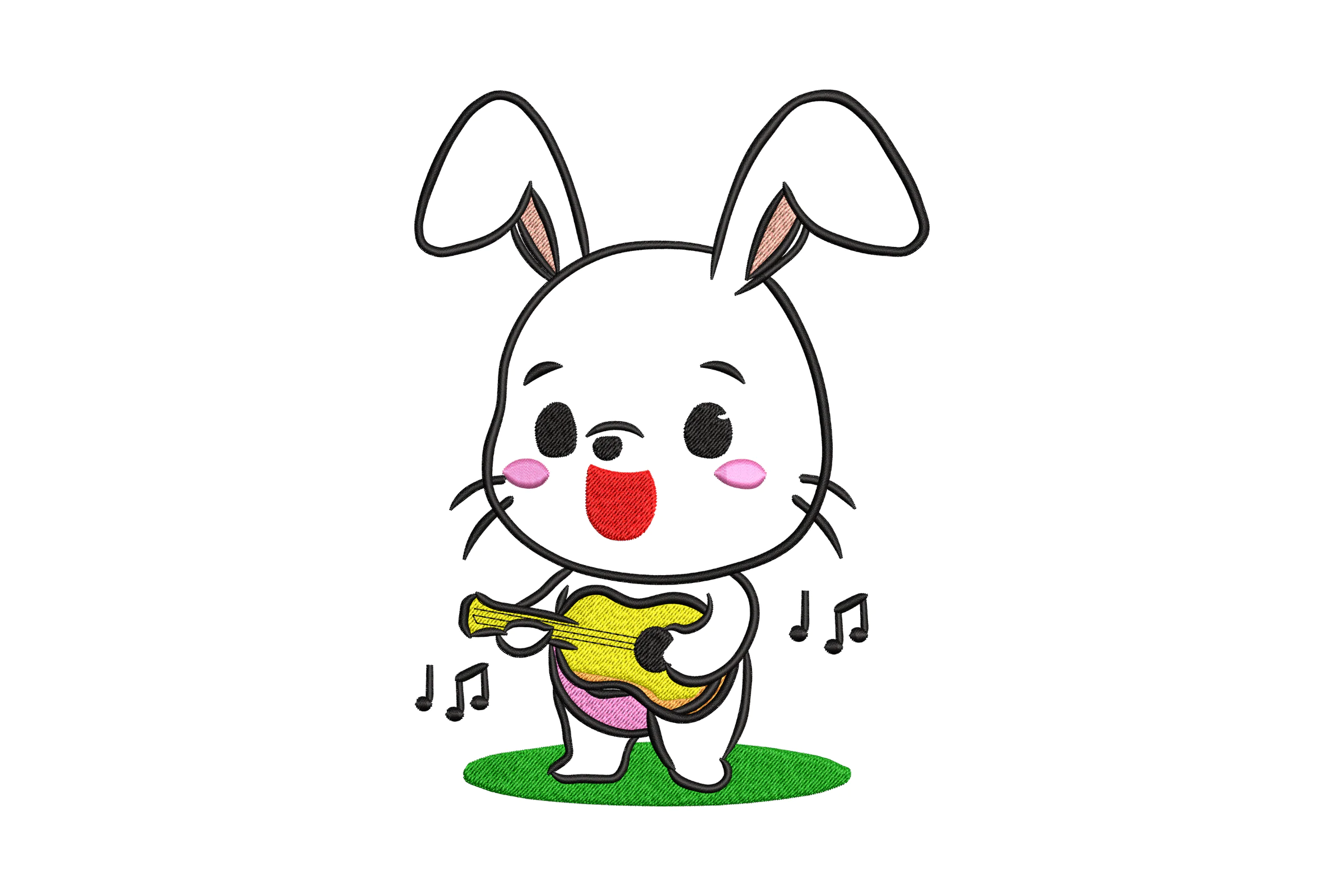 Easter Bunny with Guitar Embroidery Design