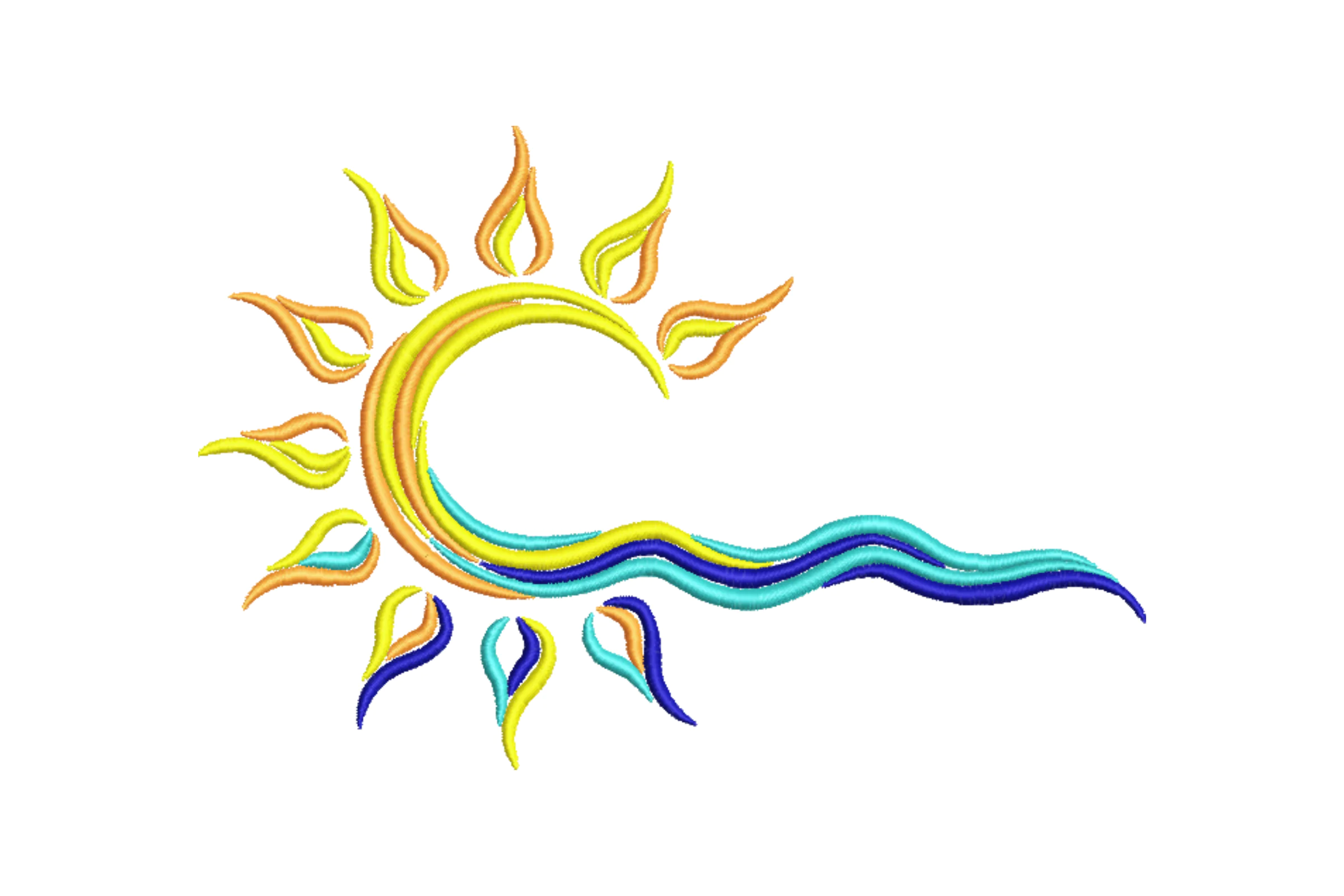 Sunshine Waves Embroidery Design