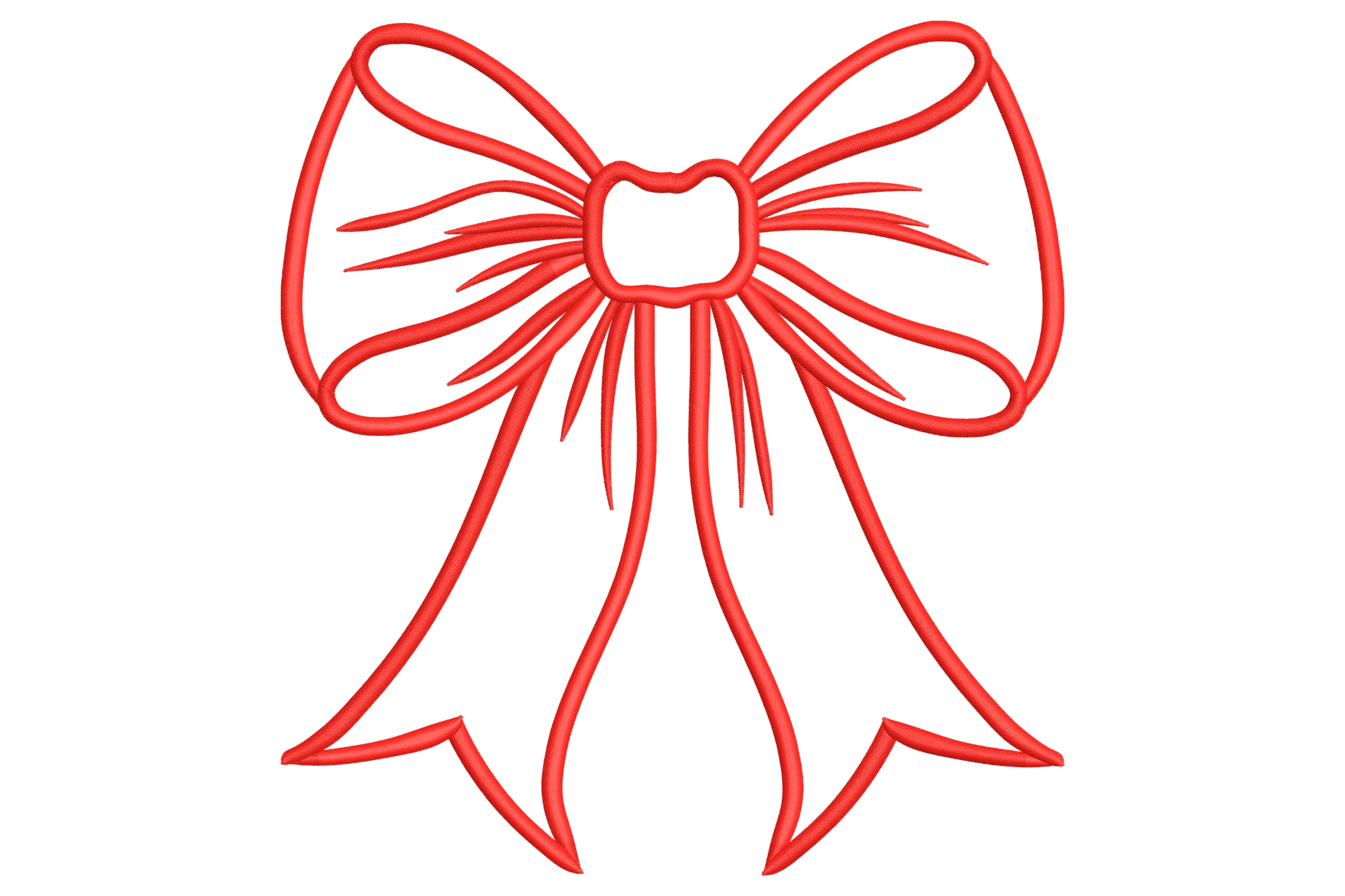 Red Outline Bow Embroidery Design