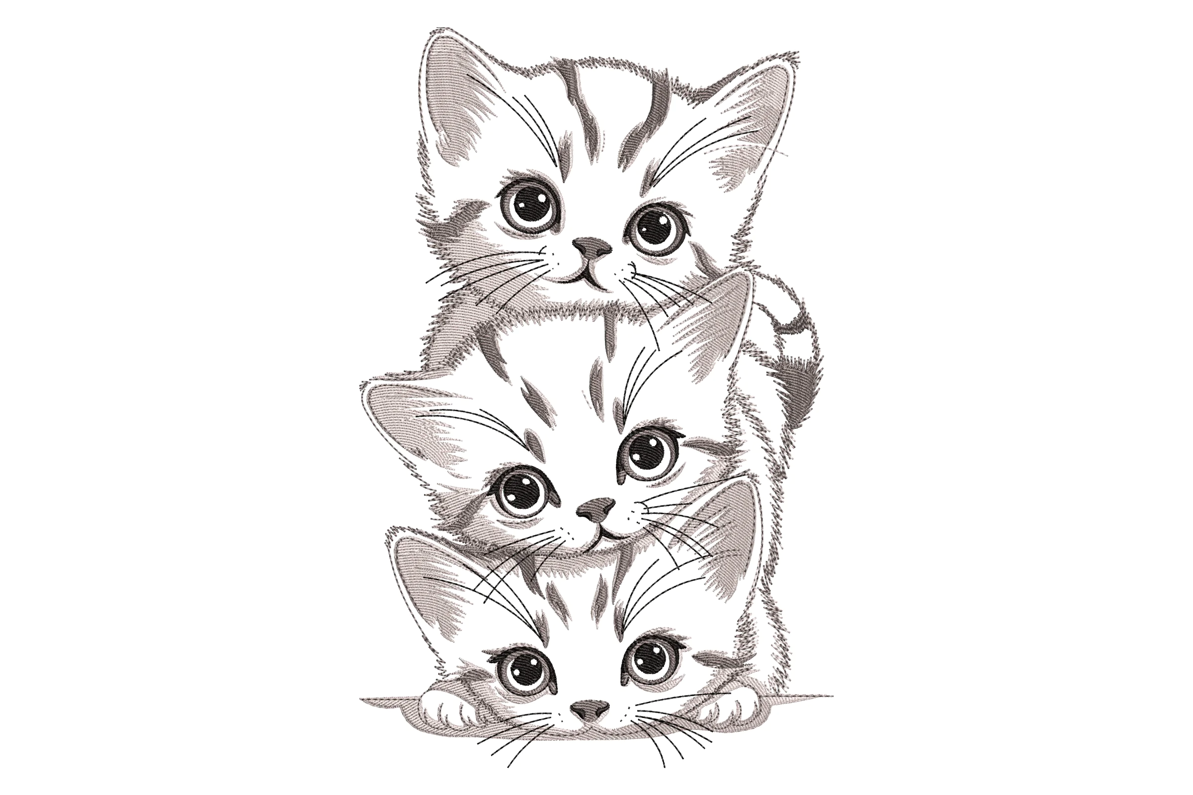 Three Cute Kittens Embroidery Design