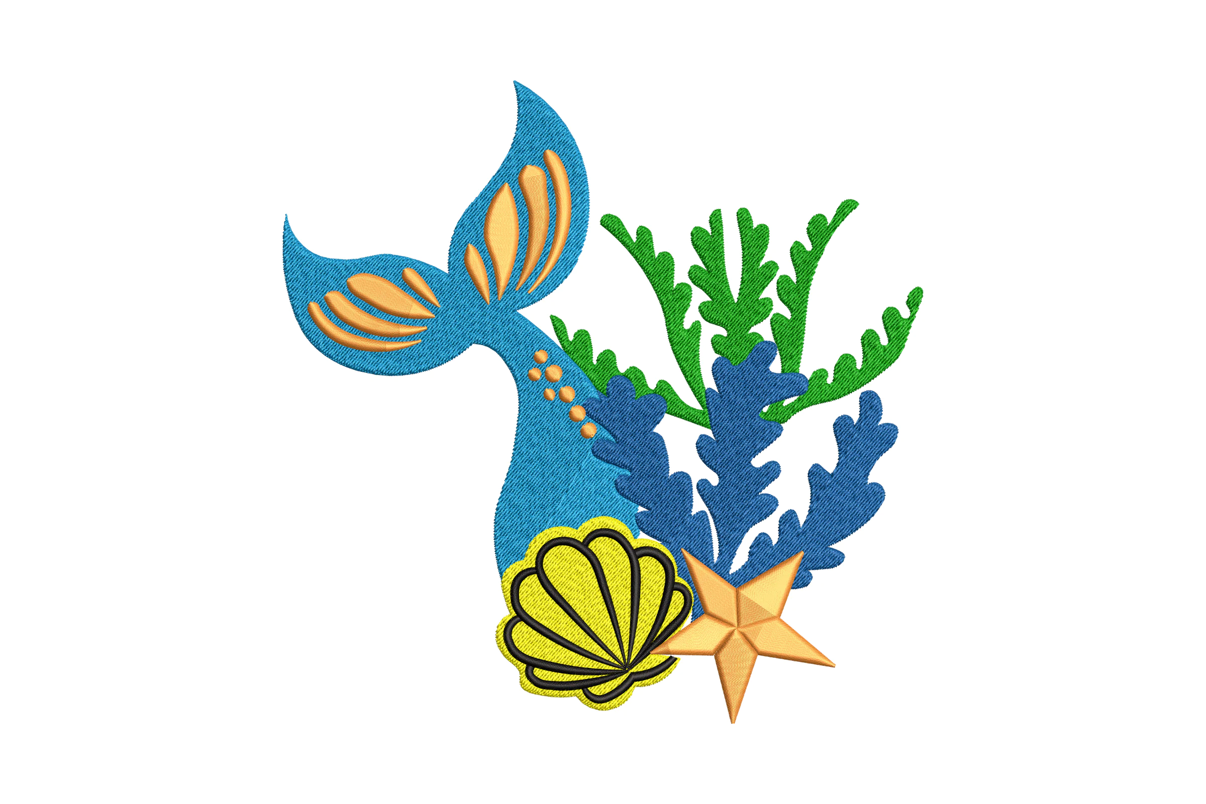 Mermaid Tail Machine Embroidery Applique Design