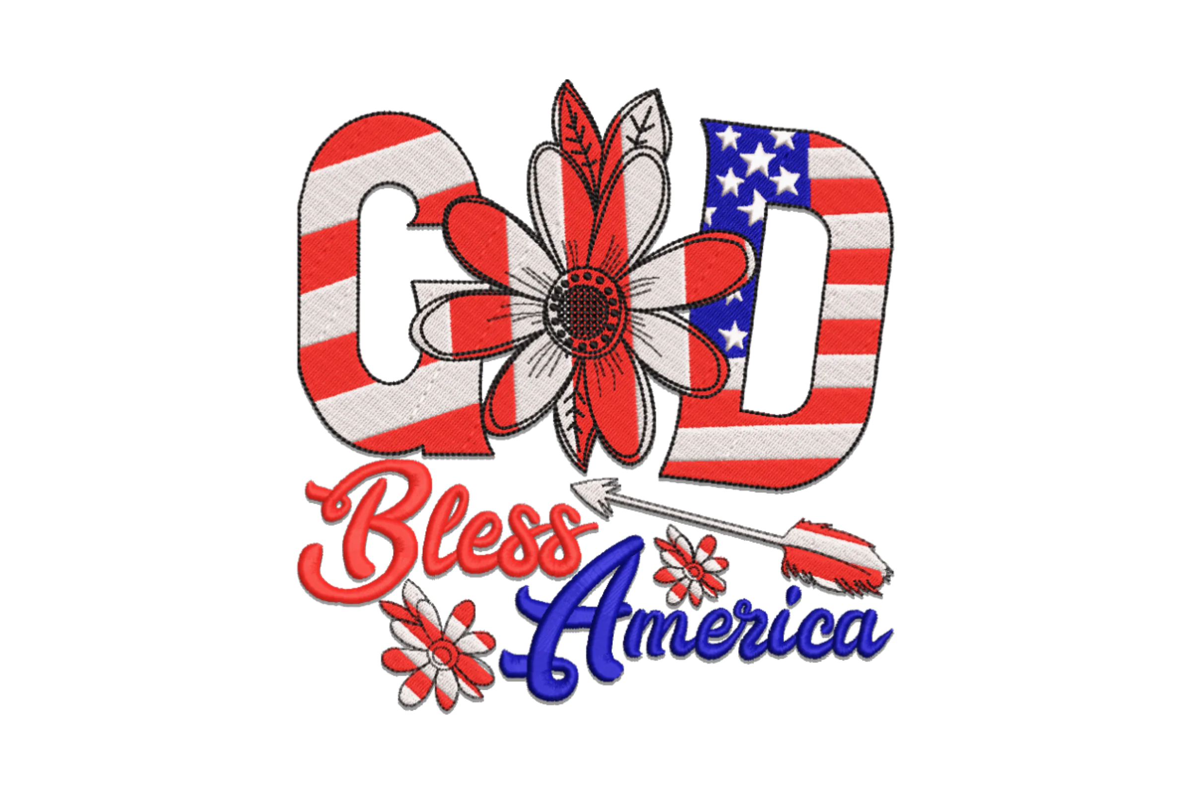 God Bless America Embroidery Design File