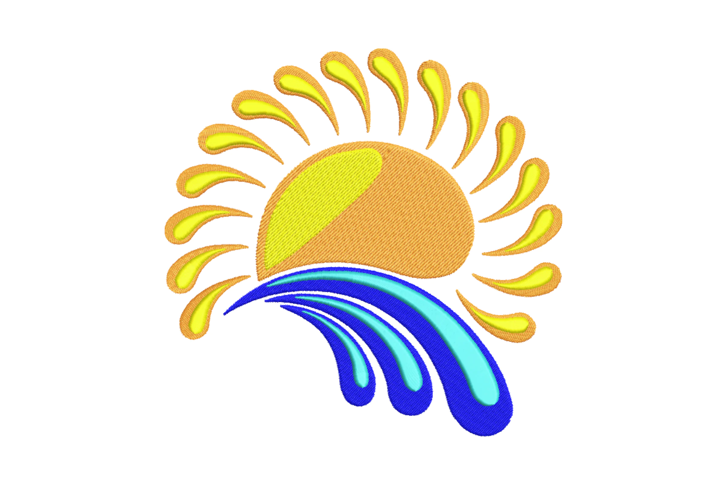 Sea Waves and Raising Sun Embroidery Design