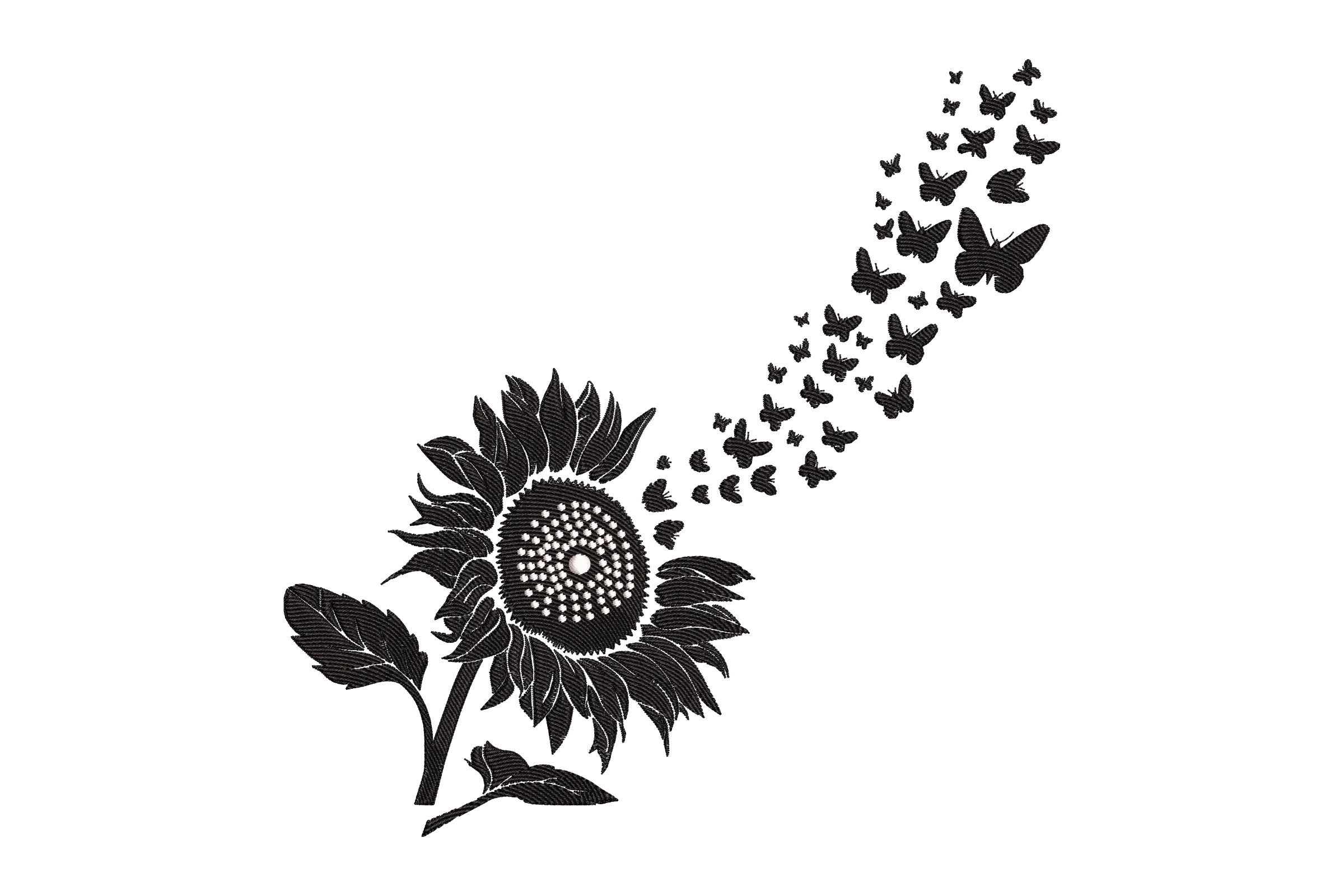 Sunflower and Butterflies Embroidery Design