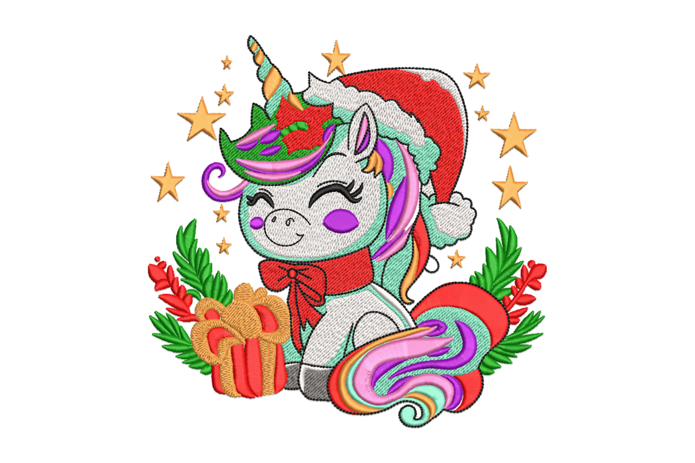 Christmas Unicorn Machine Digital Embroidery File