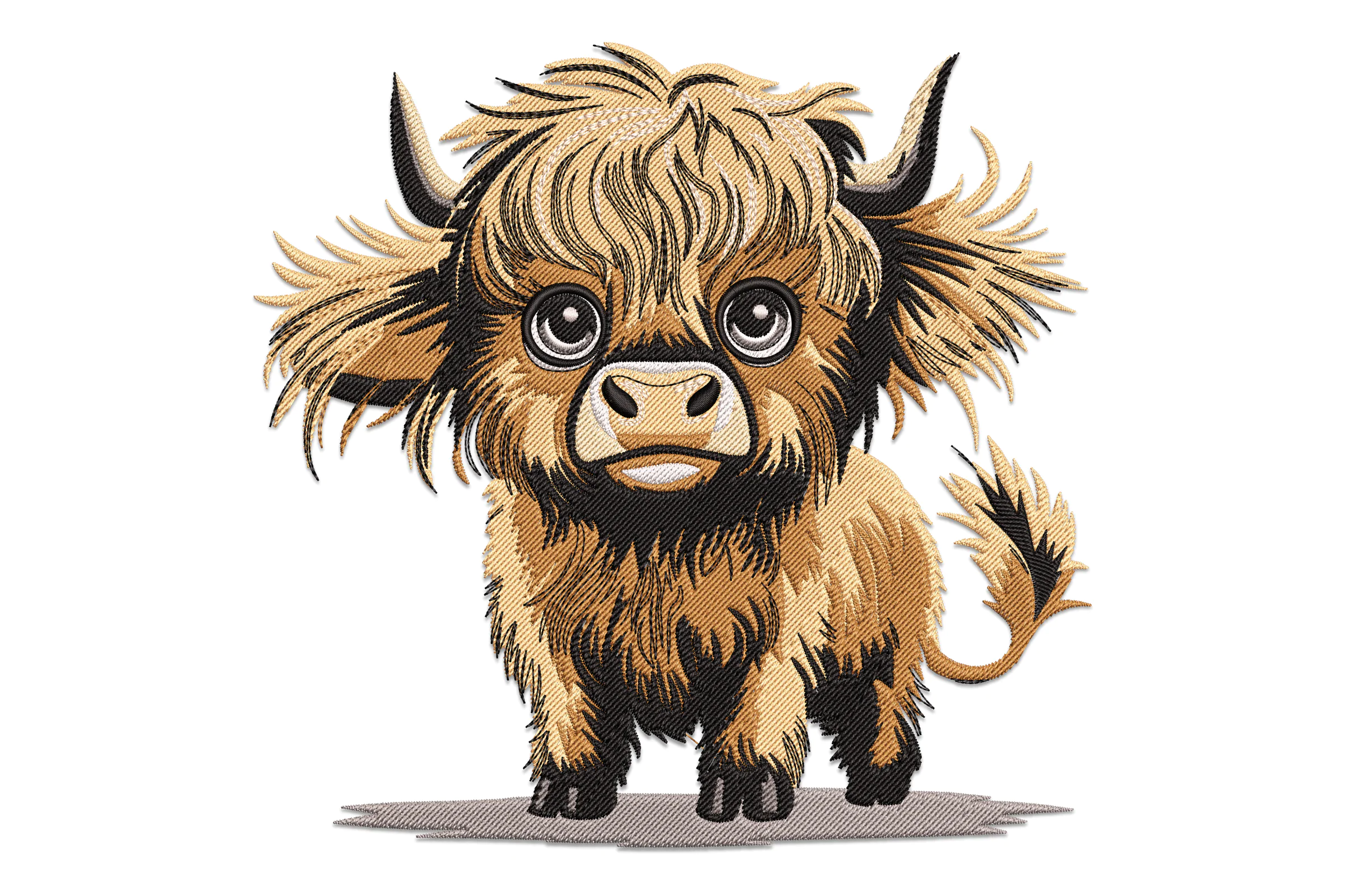 Cute Baby Highland Cow Embroidery Design