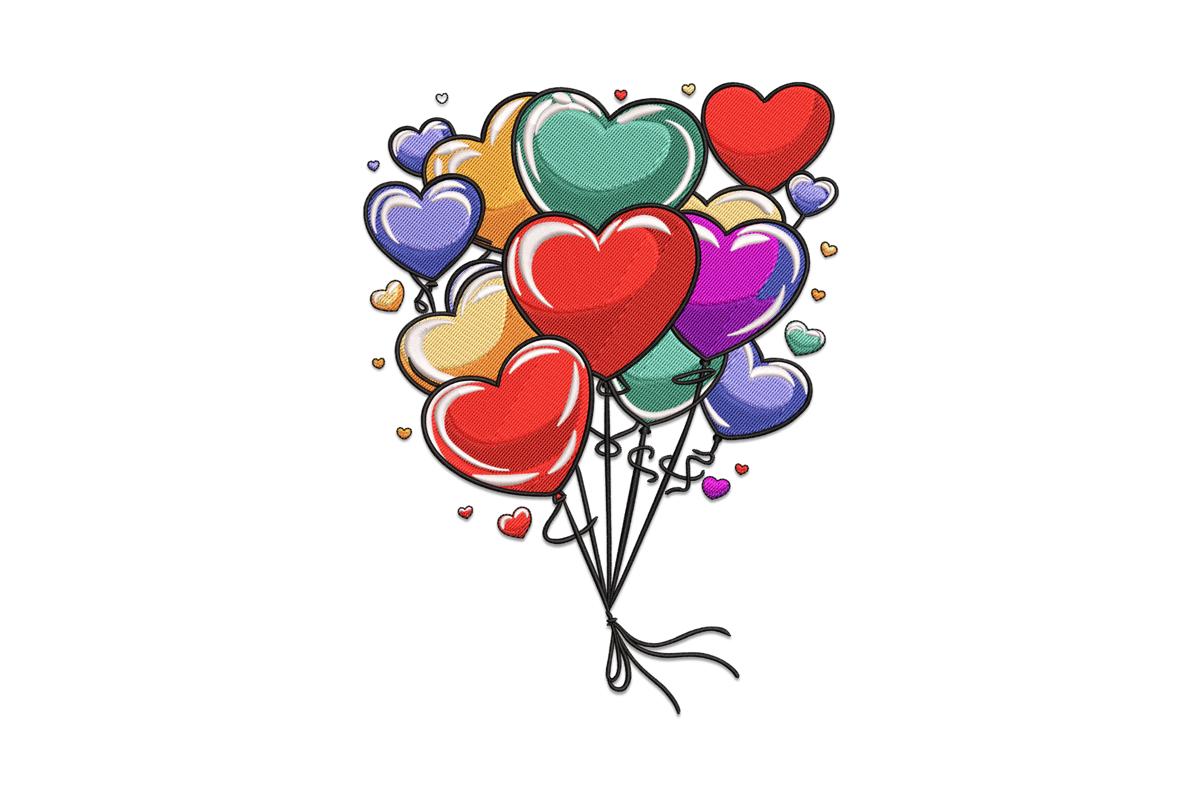 Valentine Heart Balloons Applique Embroidery Design