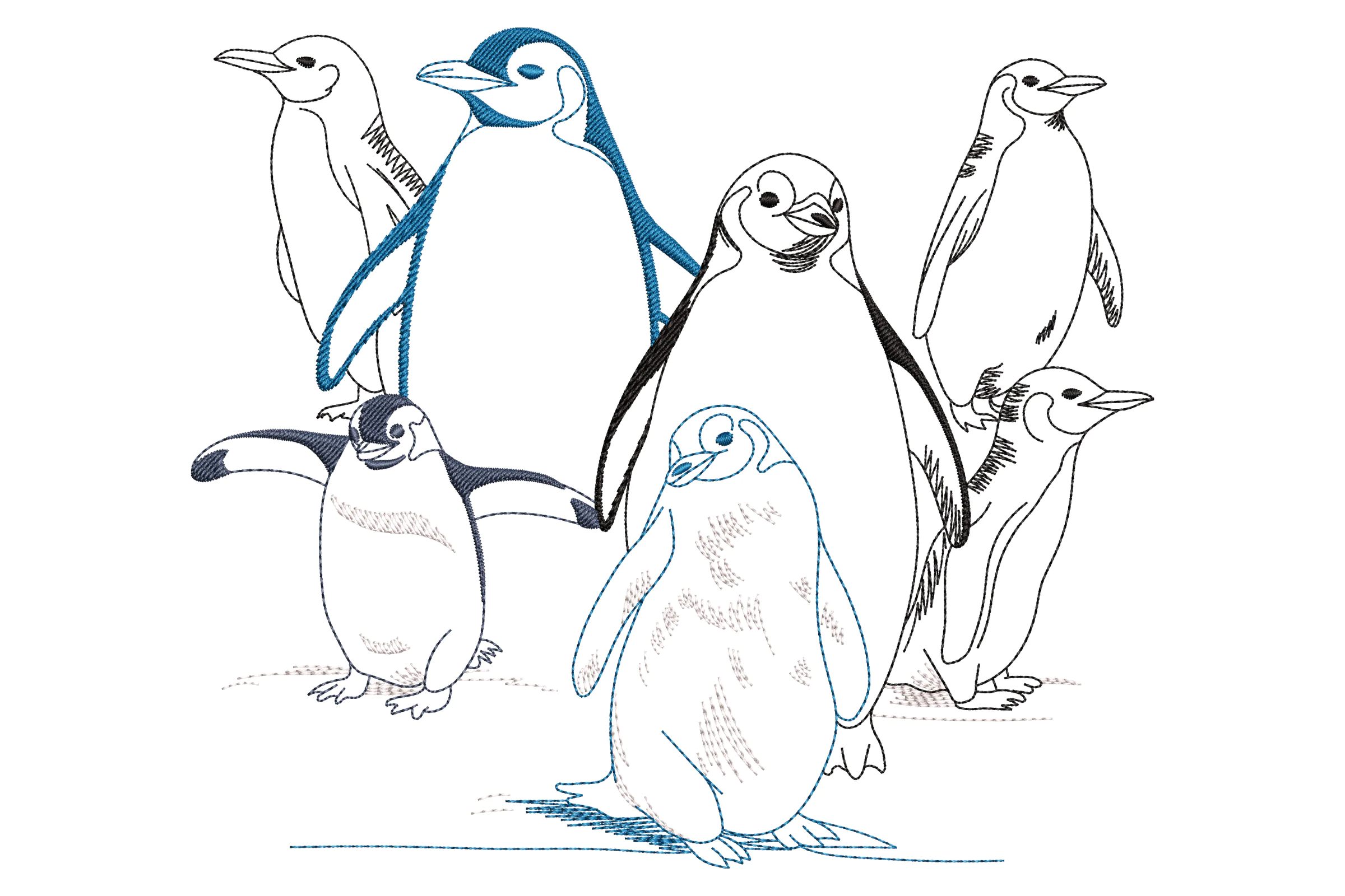 Penguin Family Embroidery Design File