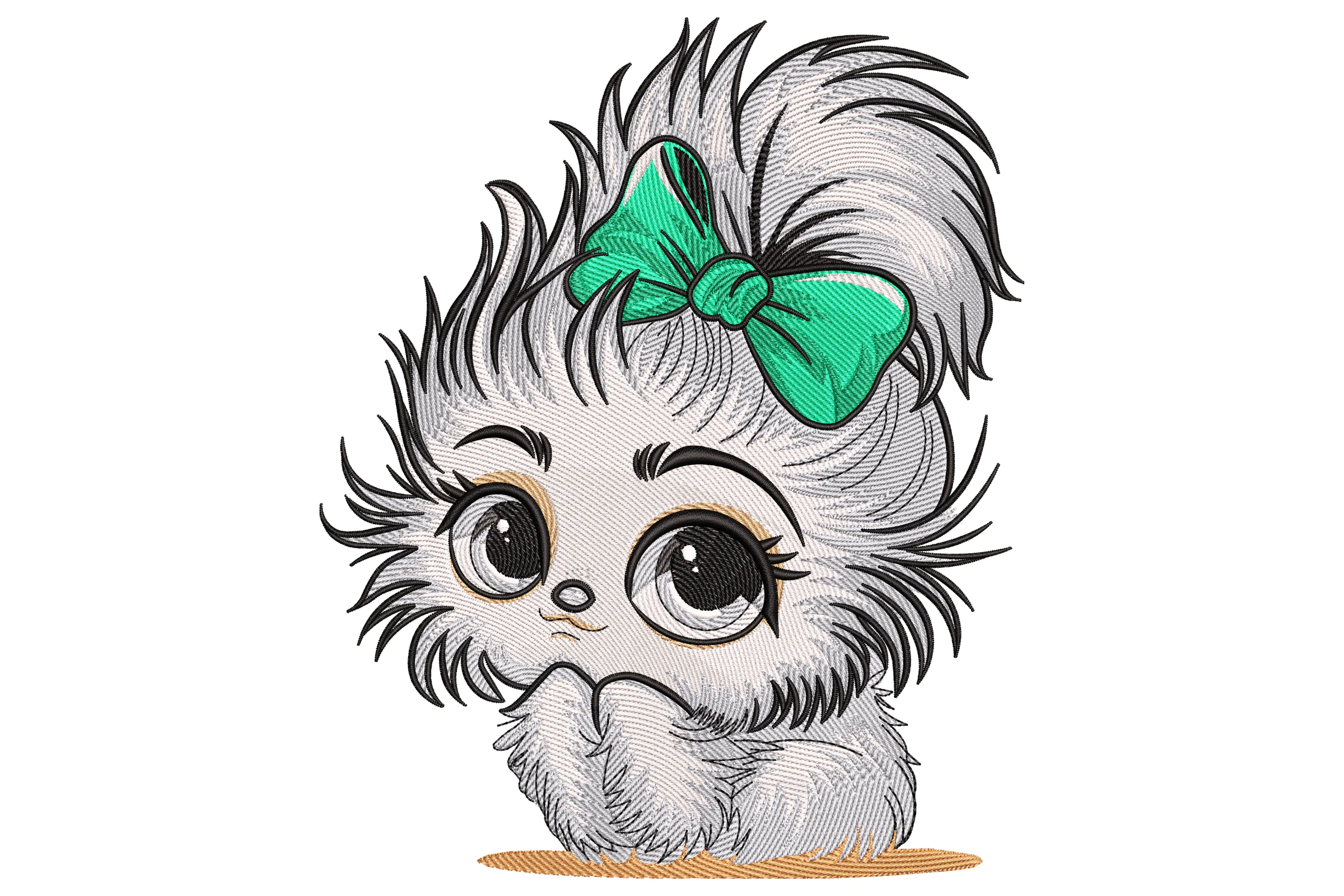 Cute Fluffy Dog Embroidery Design