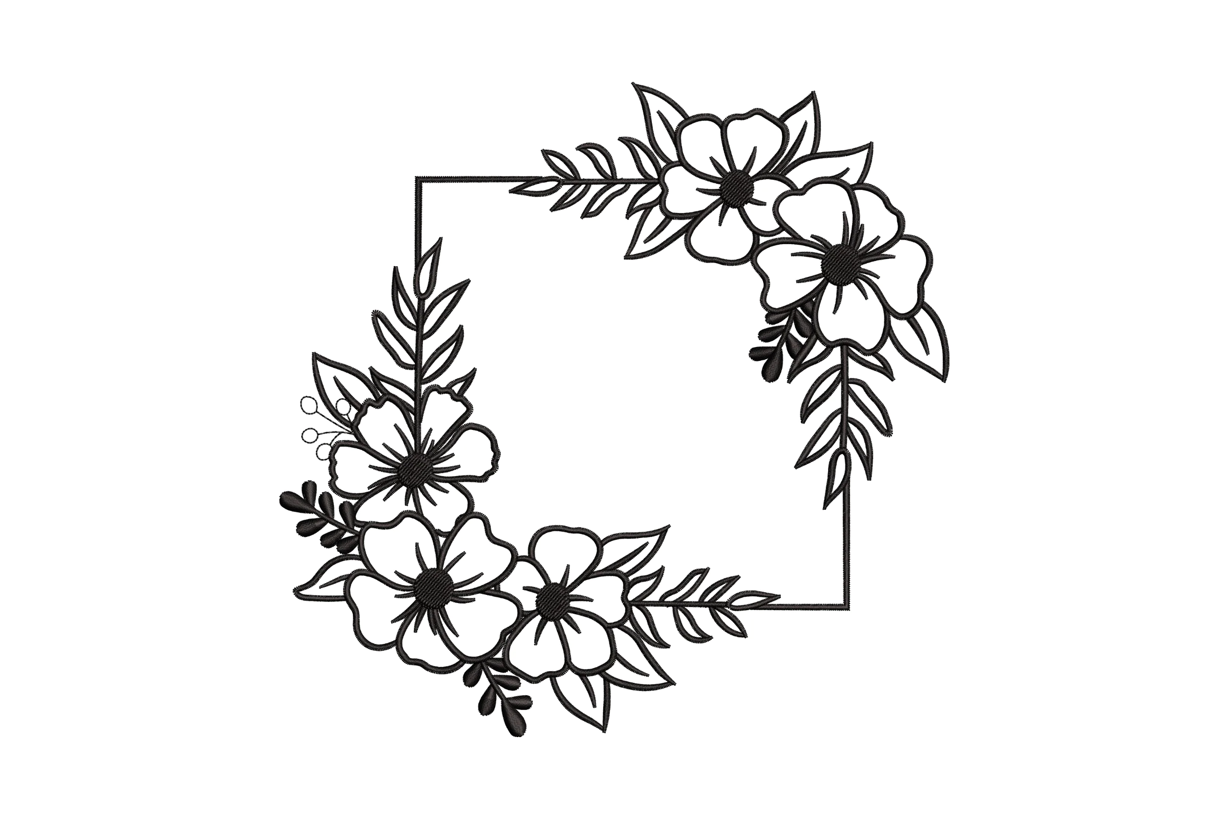 Flower Frame Embroidery Design