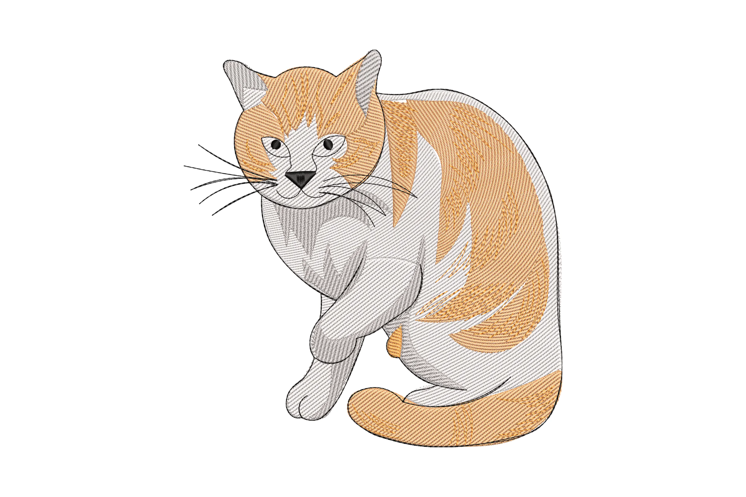 Orange And White Cat Embroidery Design File