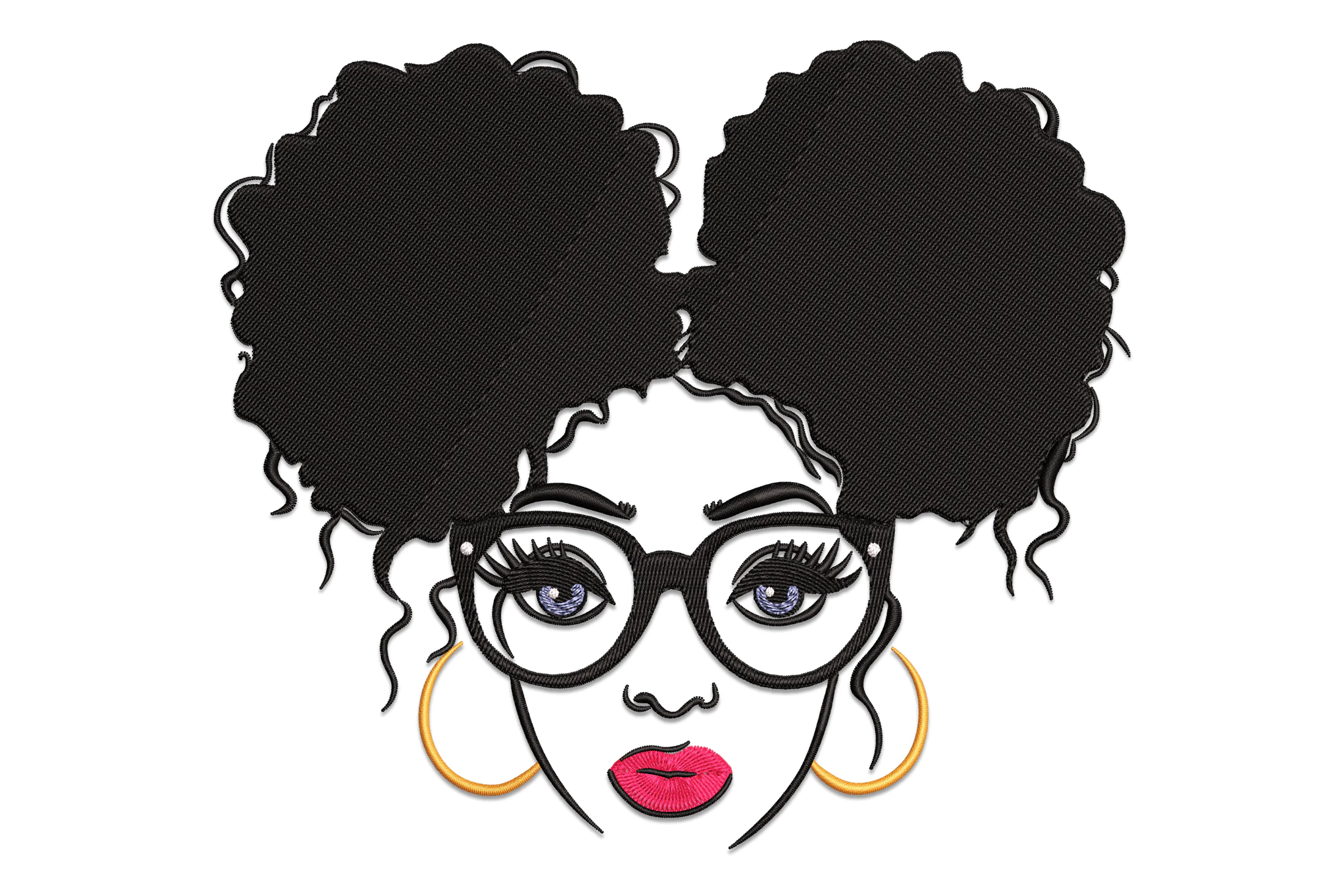 Afro Chic Woman Embroidery Design