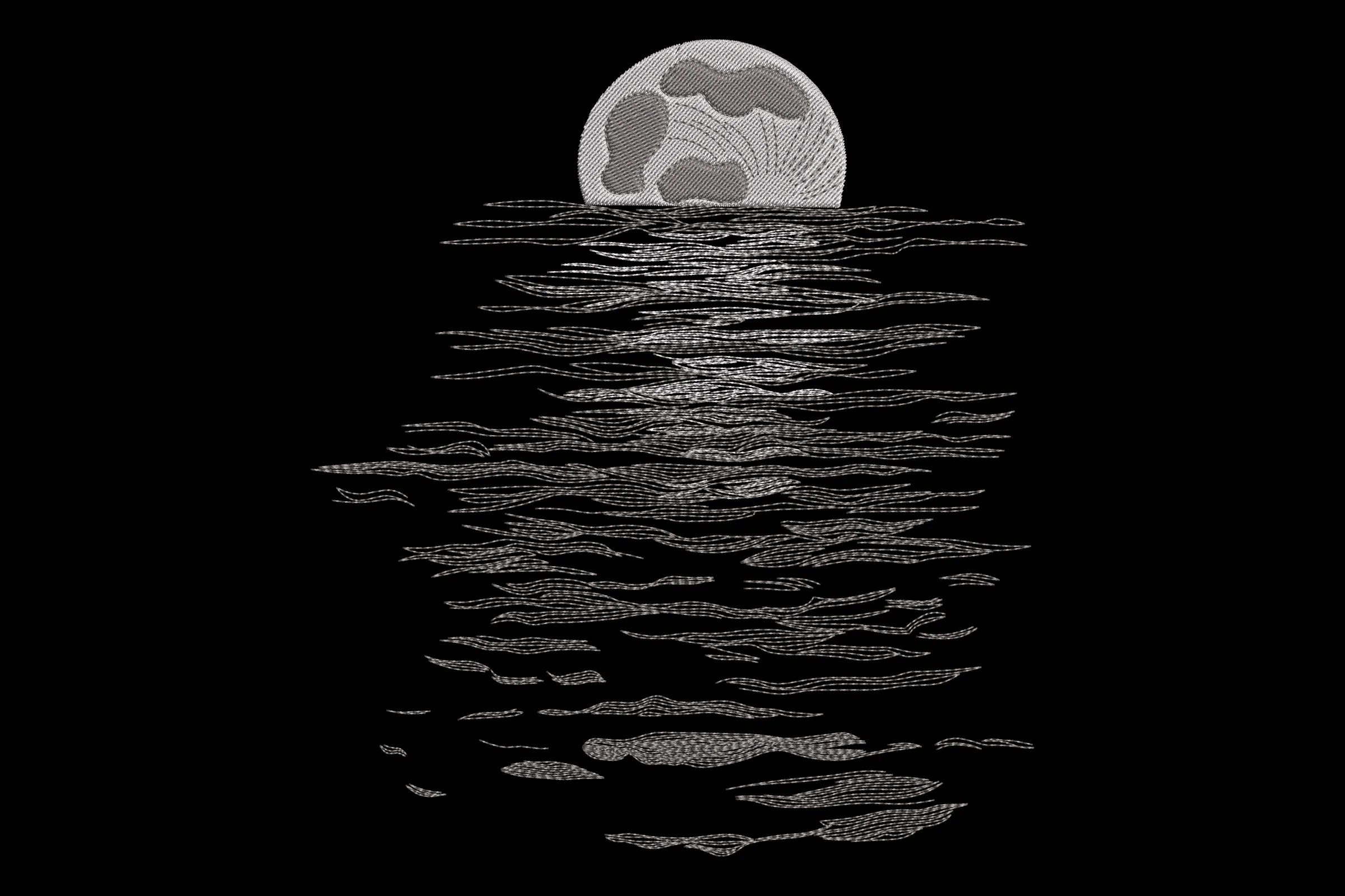 Minimalist Moonlight Machine Embroidery Design