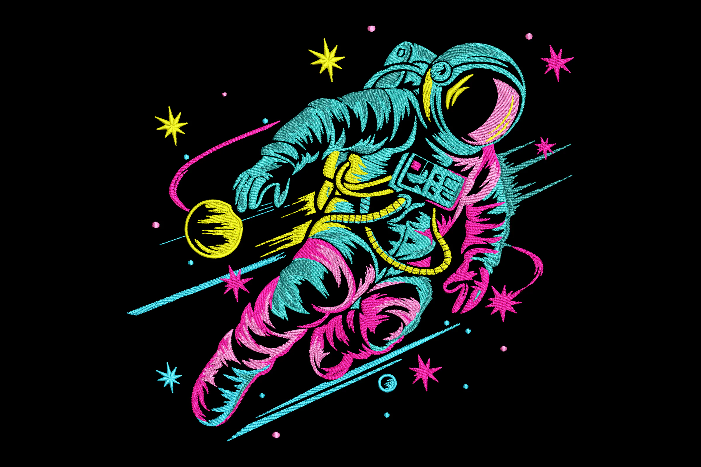 Cosmic Astronaut Embroidery Design