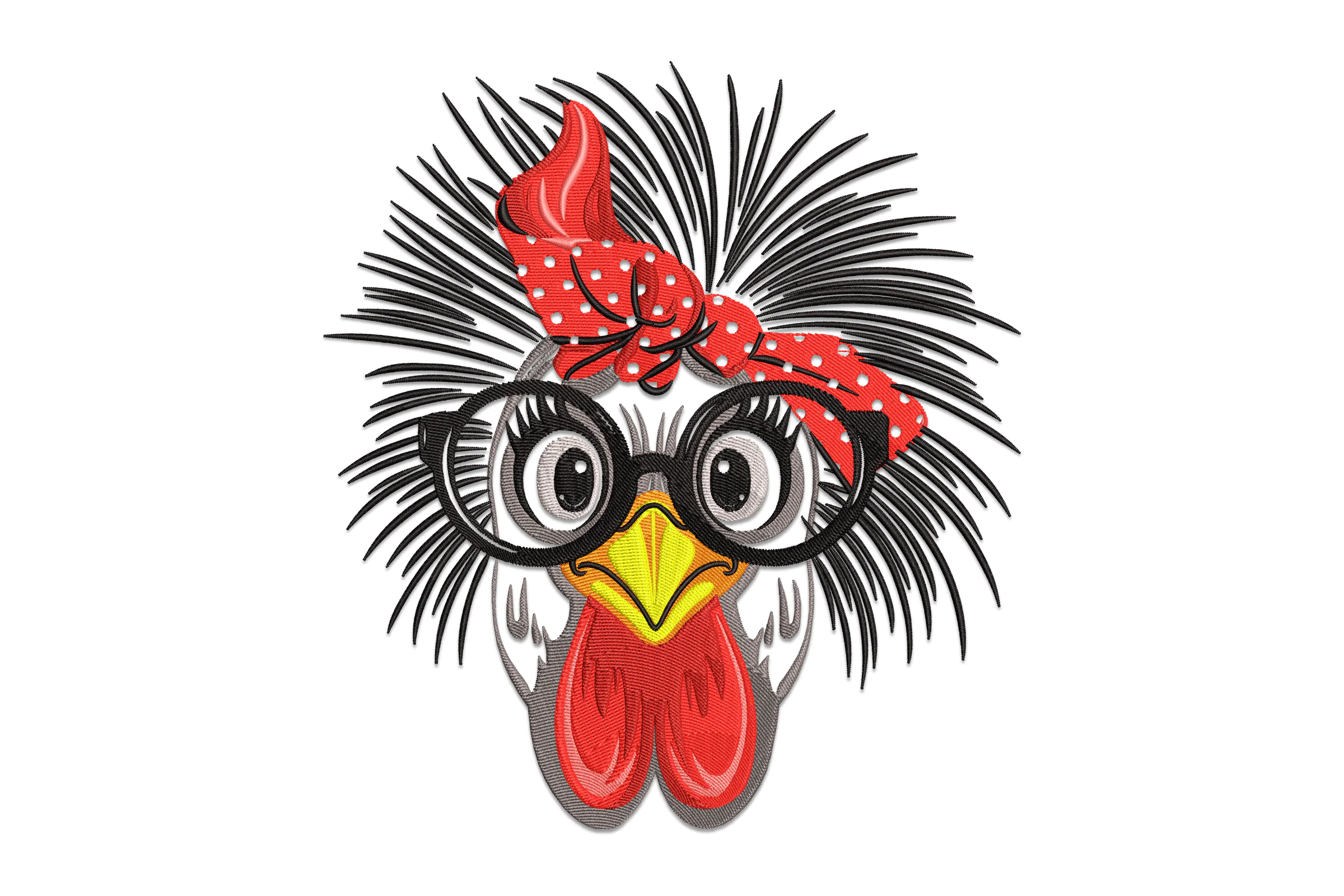 Chicken Head Face Embroidery Design