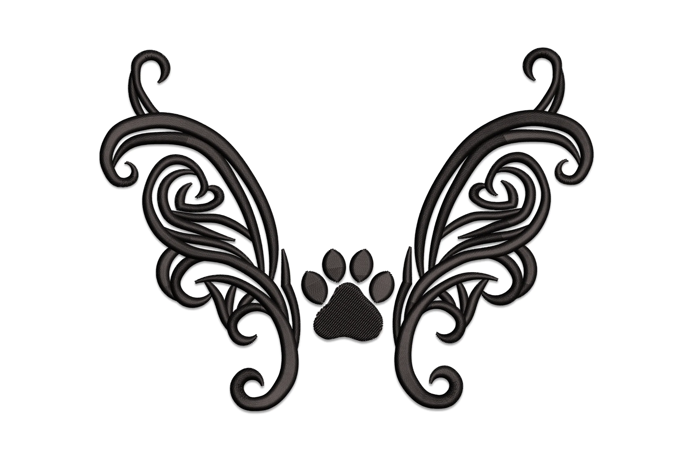 Angel Wings With Paw Embroidery Design
