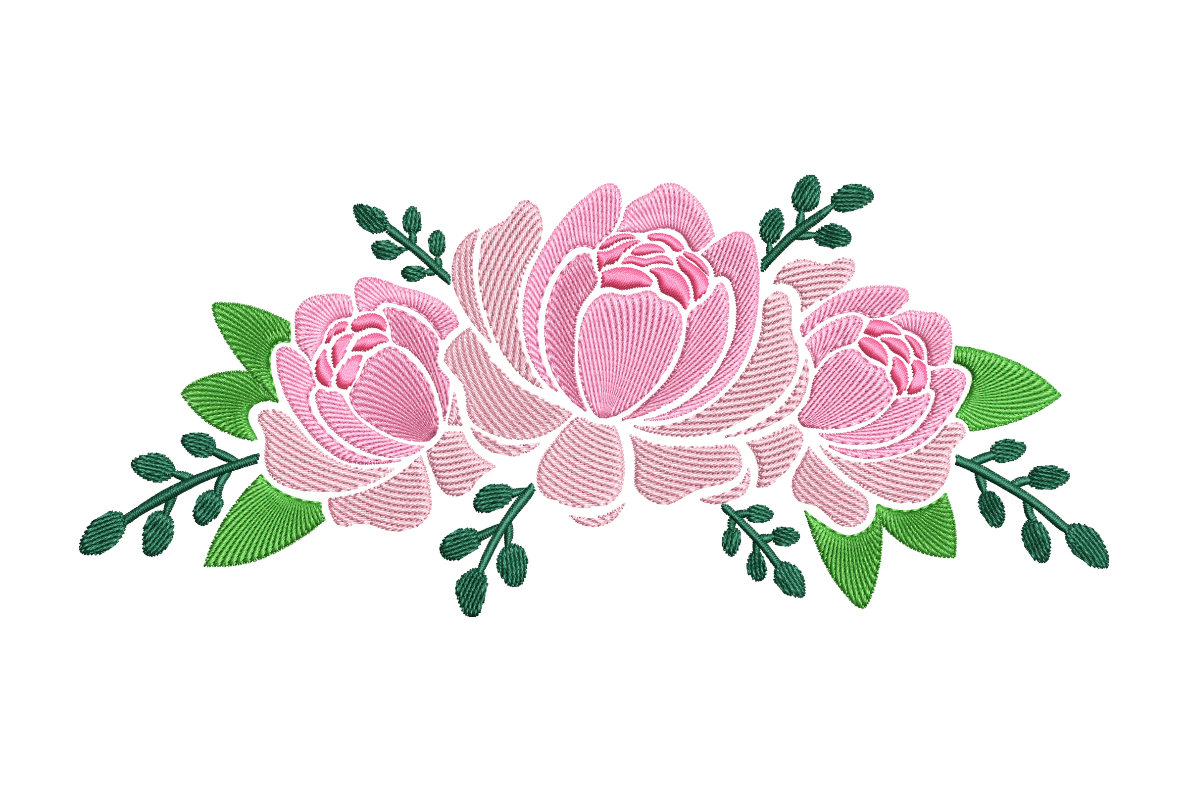 Pink Peony Floral Embroidery Design