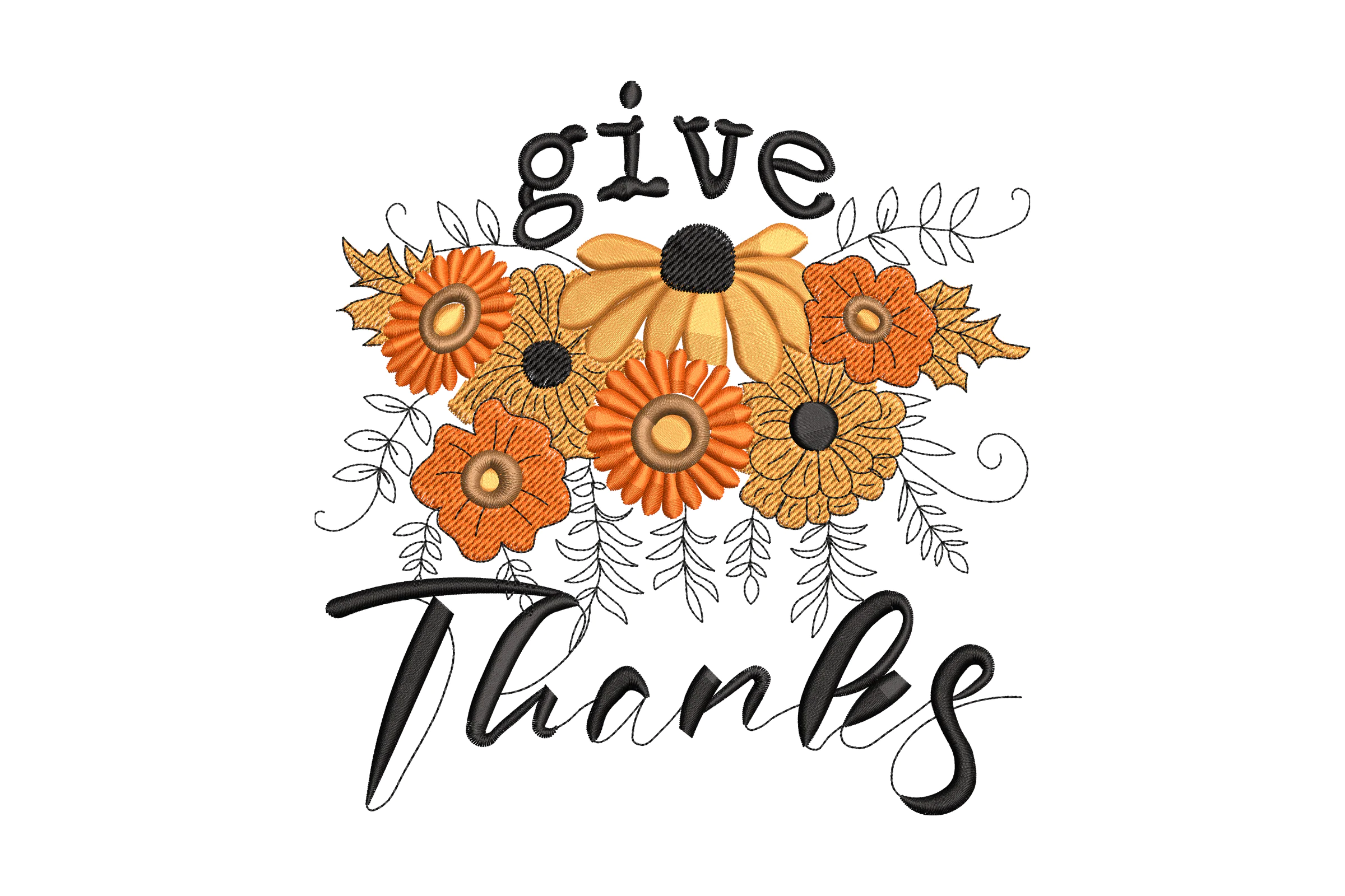 Give Thanks Embroidery Design