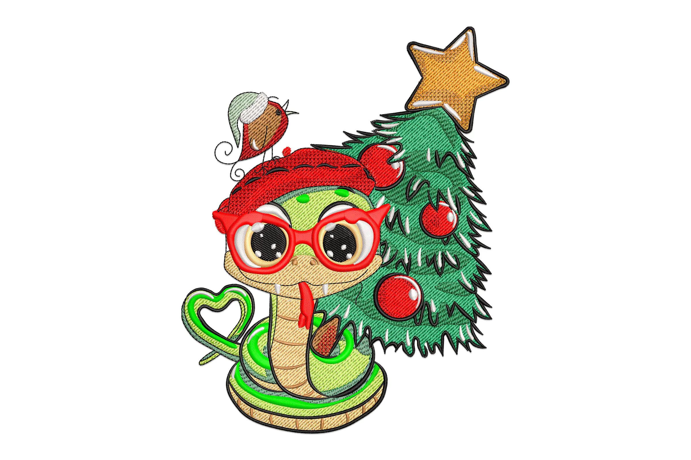 Christmas Snake Embroidery Design