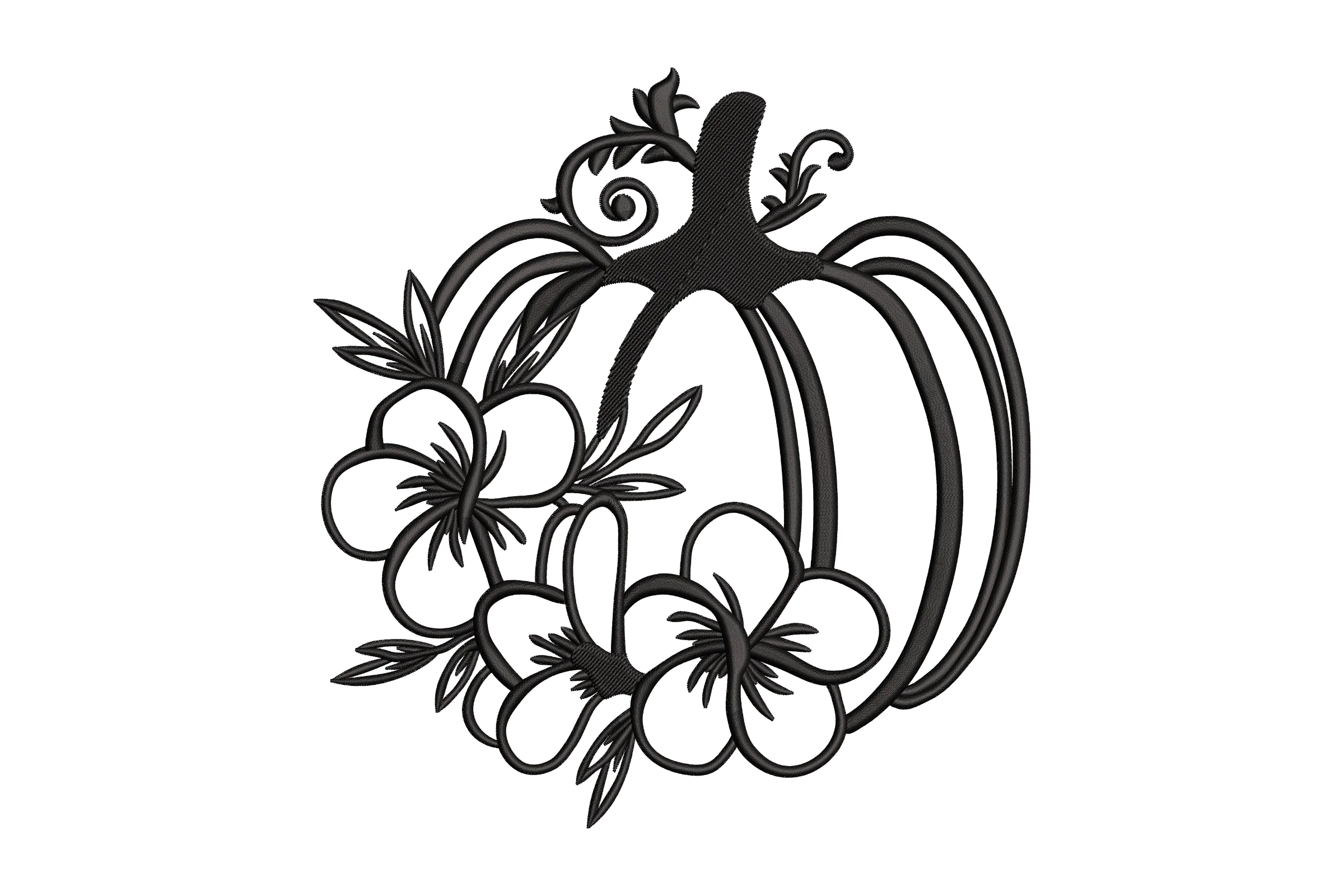 Floral Pumpkin Digital Embroidery Design