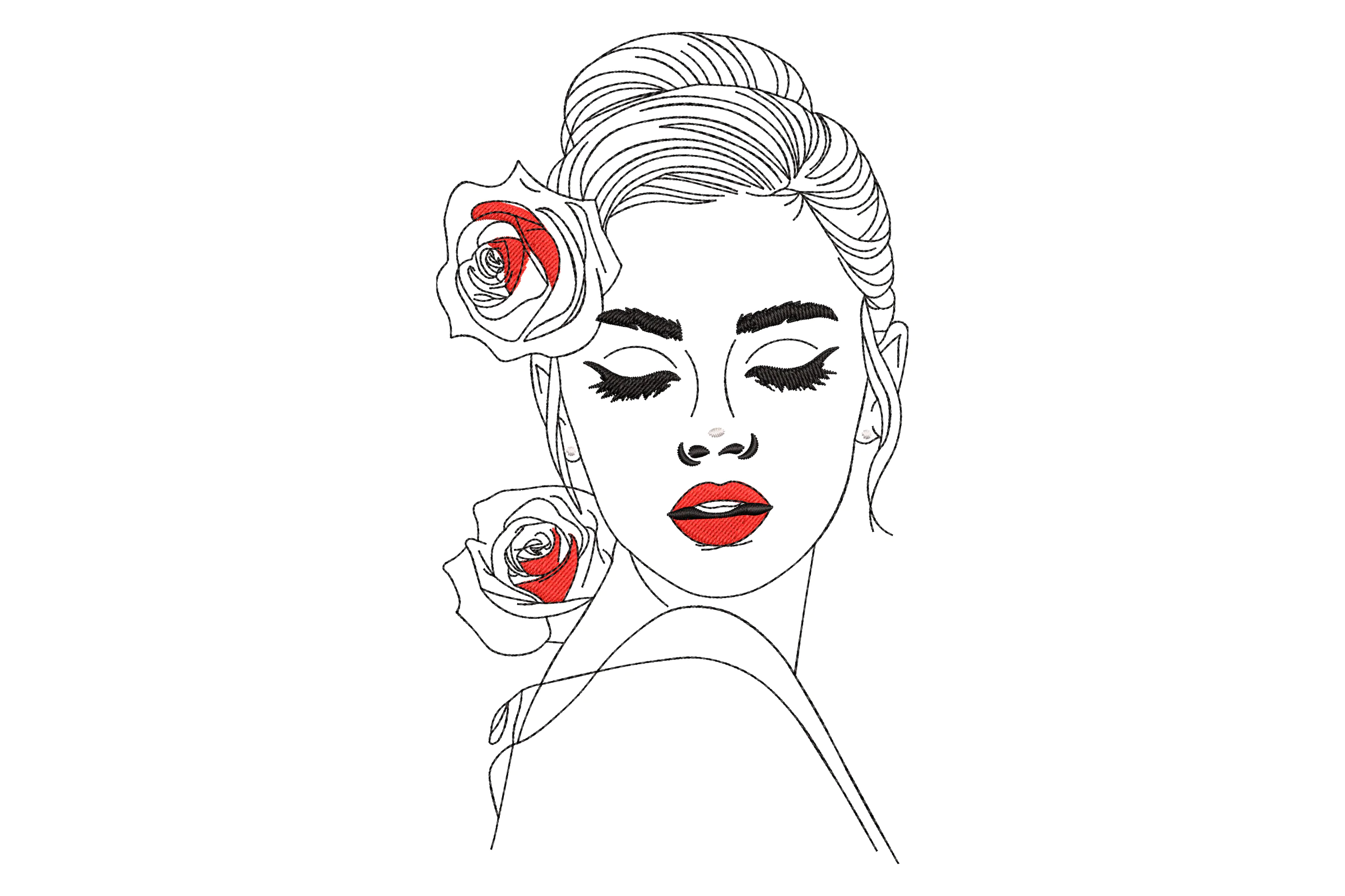 Elegant Woman Embroidery Design