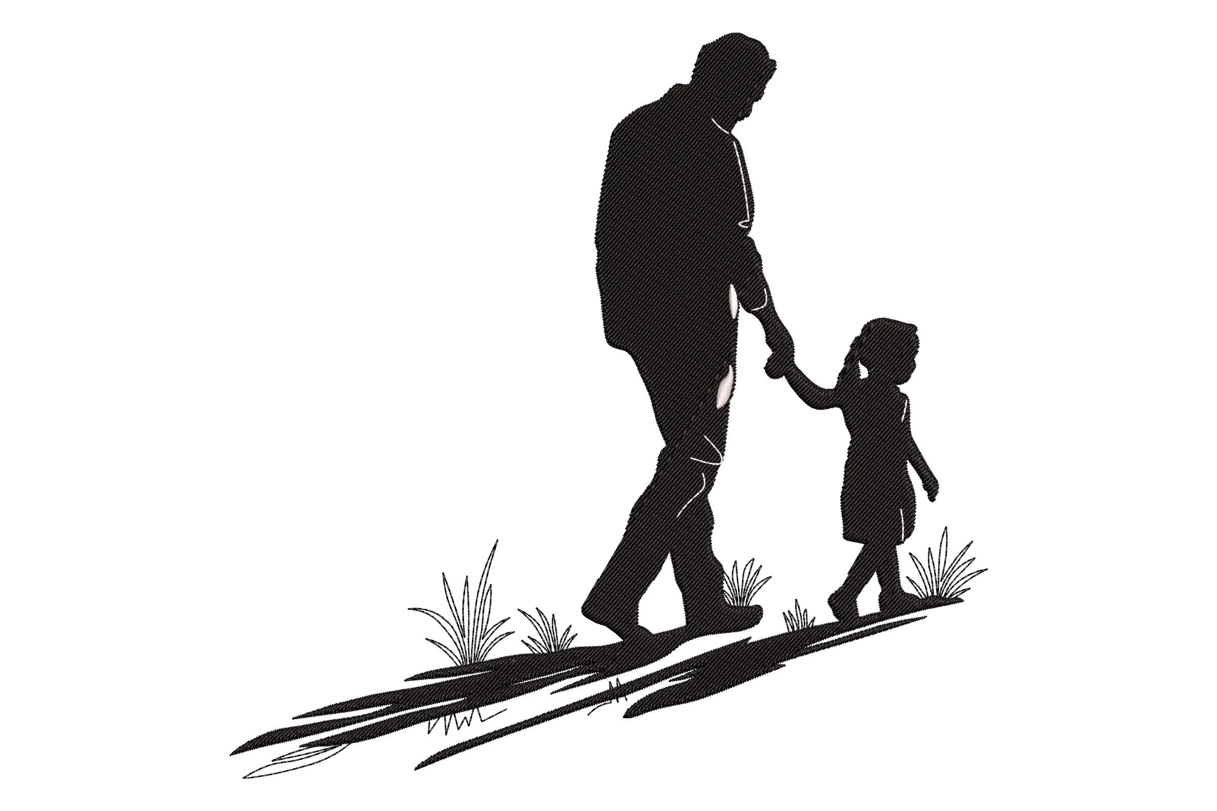 Father and Child Embroidery Design