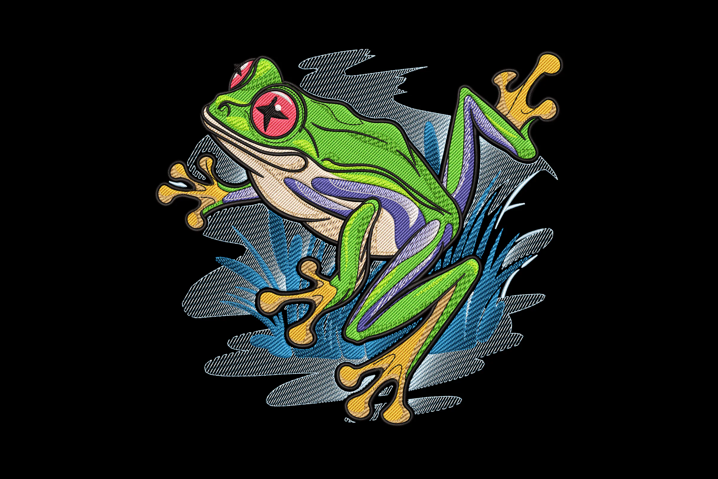 Cute Frog Embroidery Design