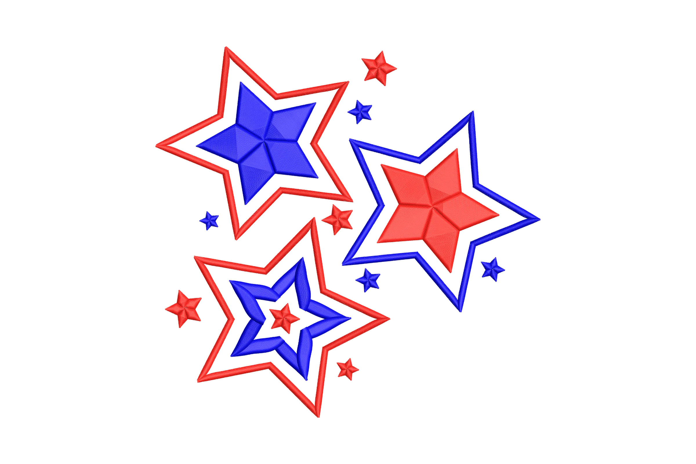 Red and Blue Patriotic Stars Embroidery Design