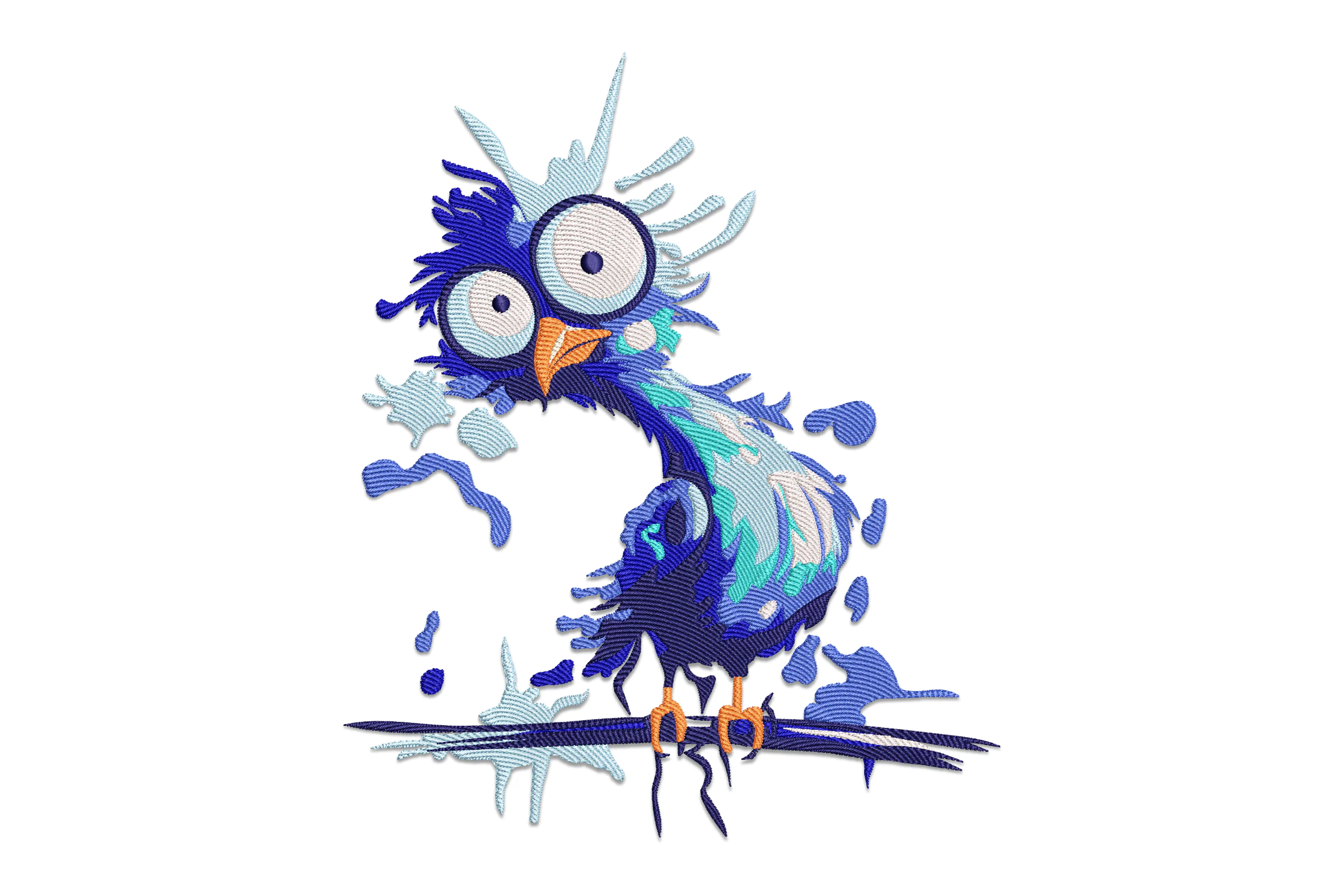 Funny Blue Bird Embroidery Design File