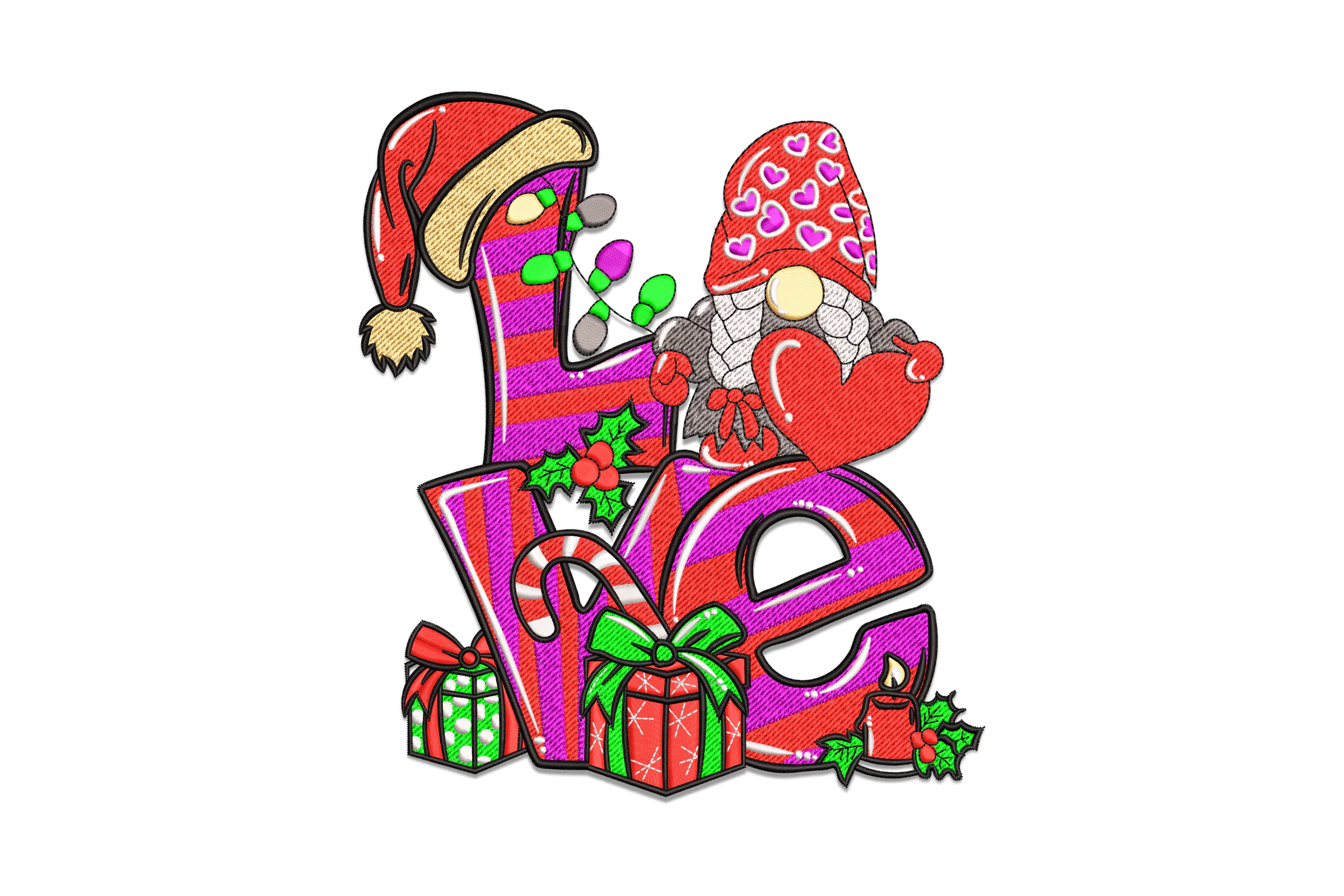 Christmas Love Gnome Embroidery
