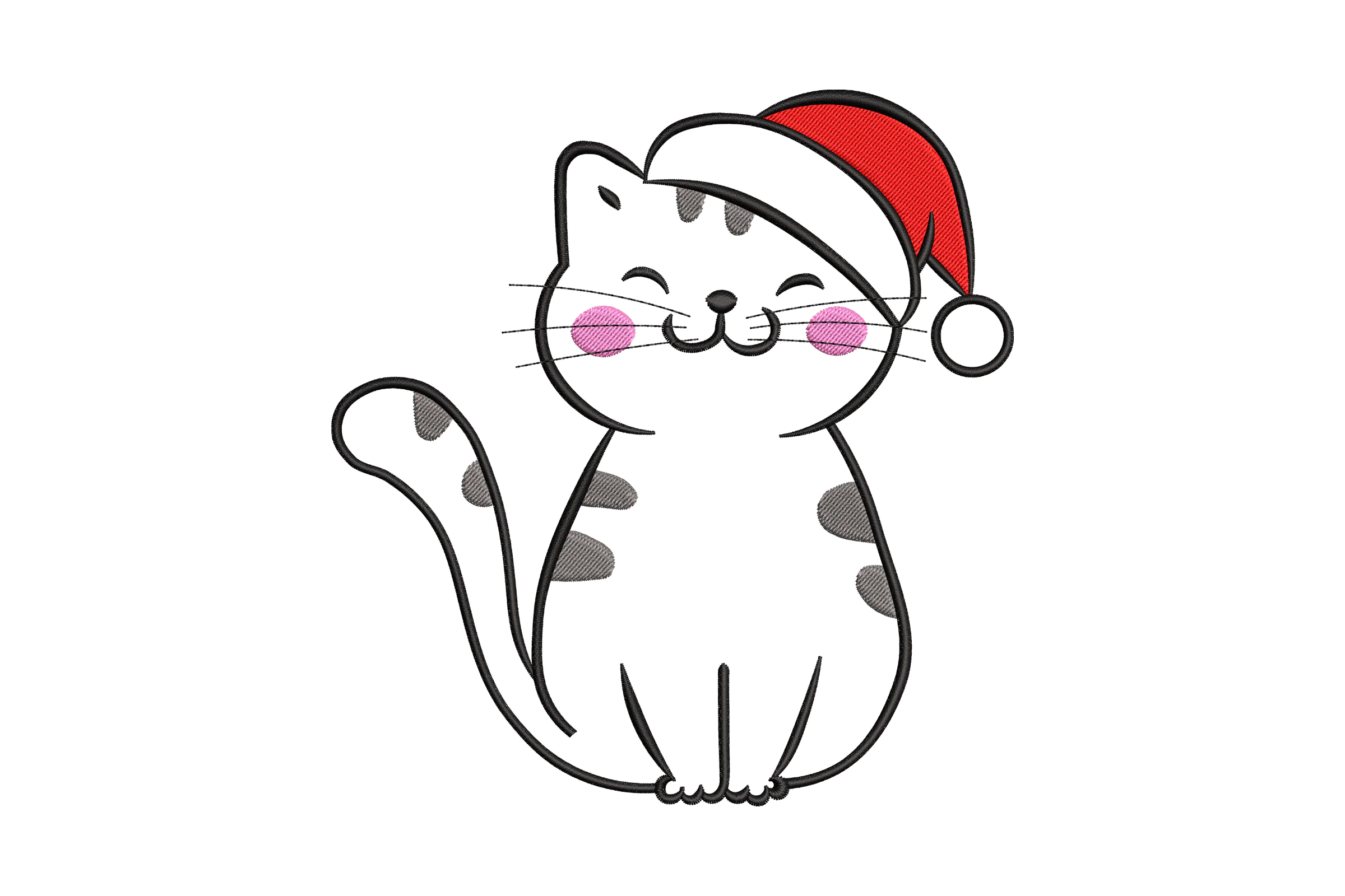 Christmas Cat Machine  Embroidery Design