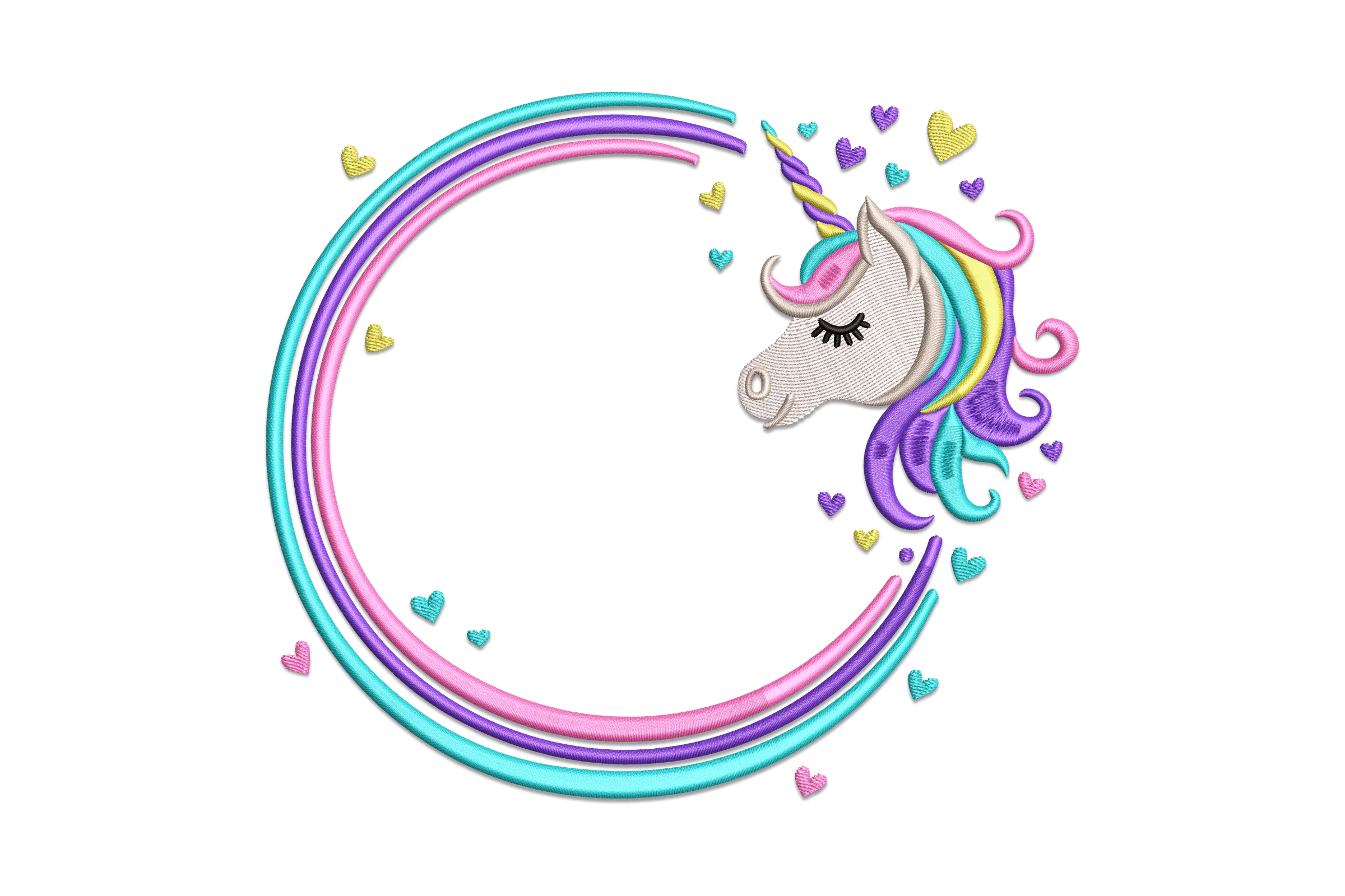 Cute Unicorn Wreath Embroidery Design