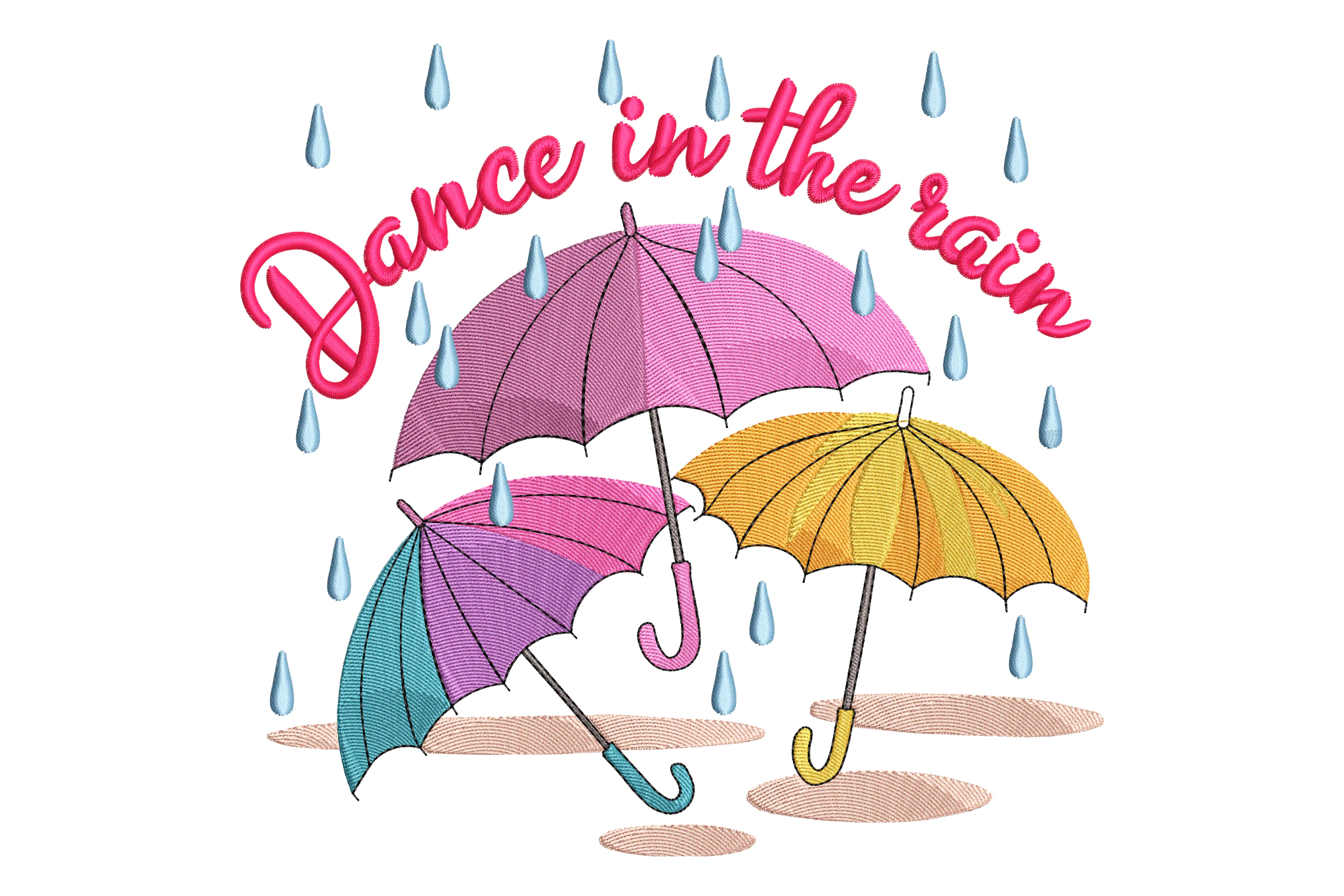 Dance in the Rain Umbrella Embroidery Design