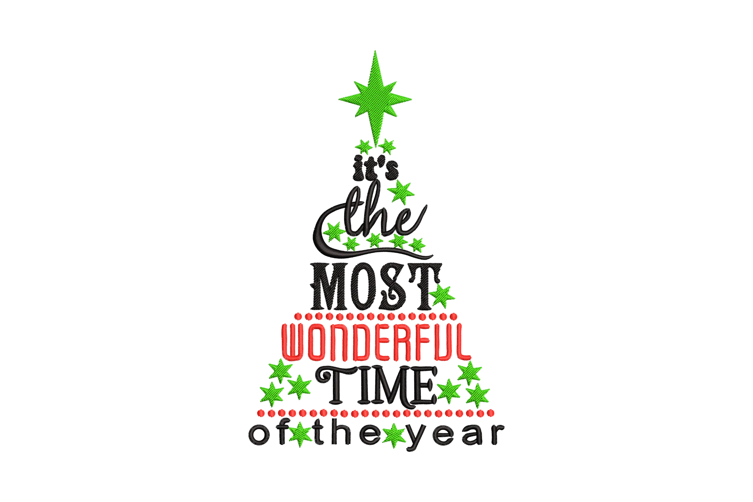 Most Wonderful Time Christmas Embroidery Design