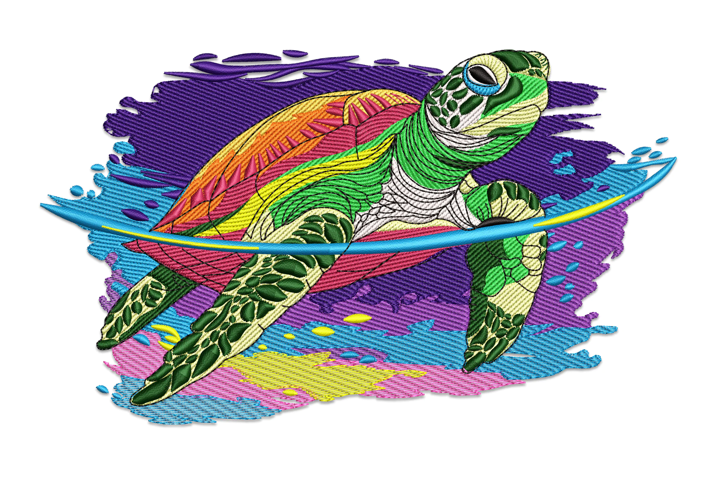 Colorful Turtle Embroidery Design