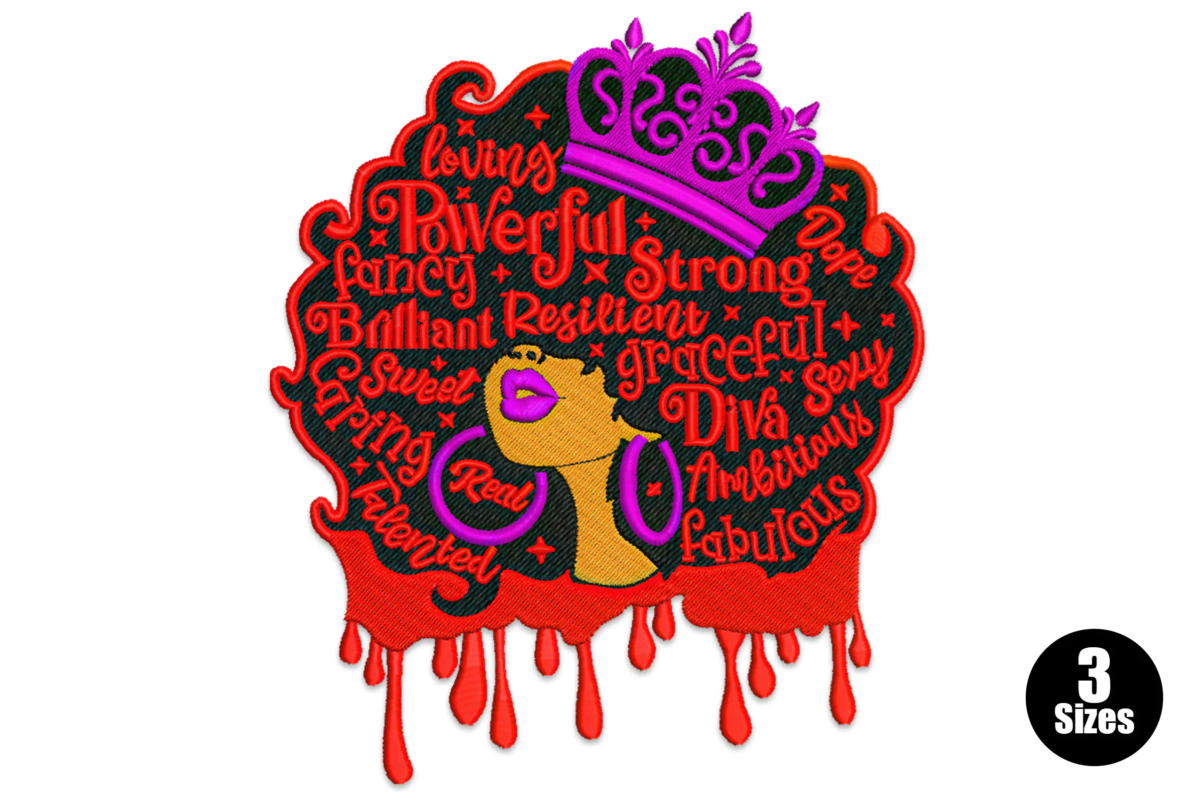 Afro Queen Embroidery Design