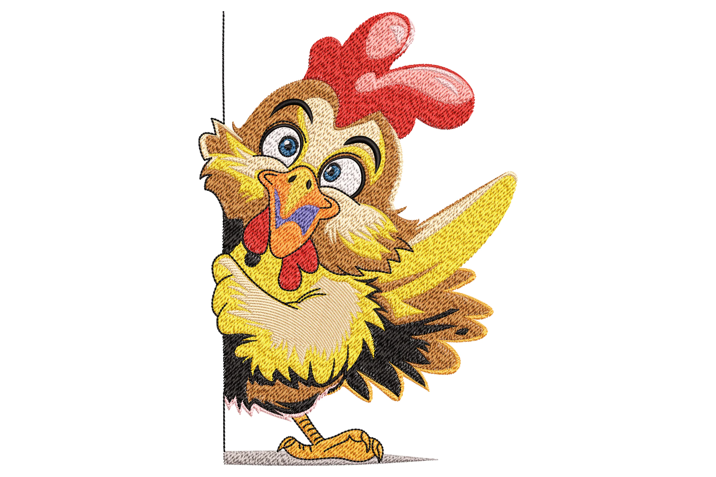 Bright Color Funny Rooster Embroidery Design