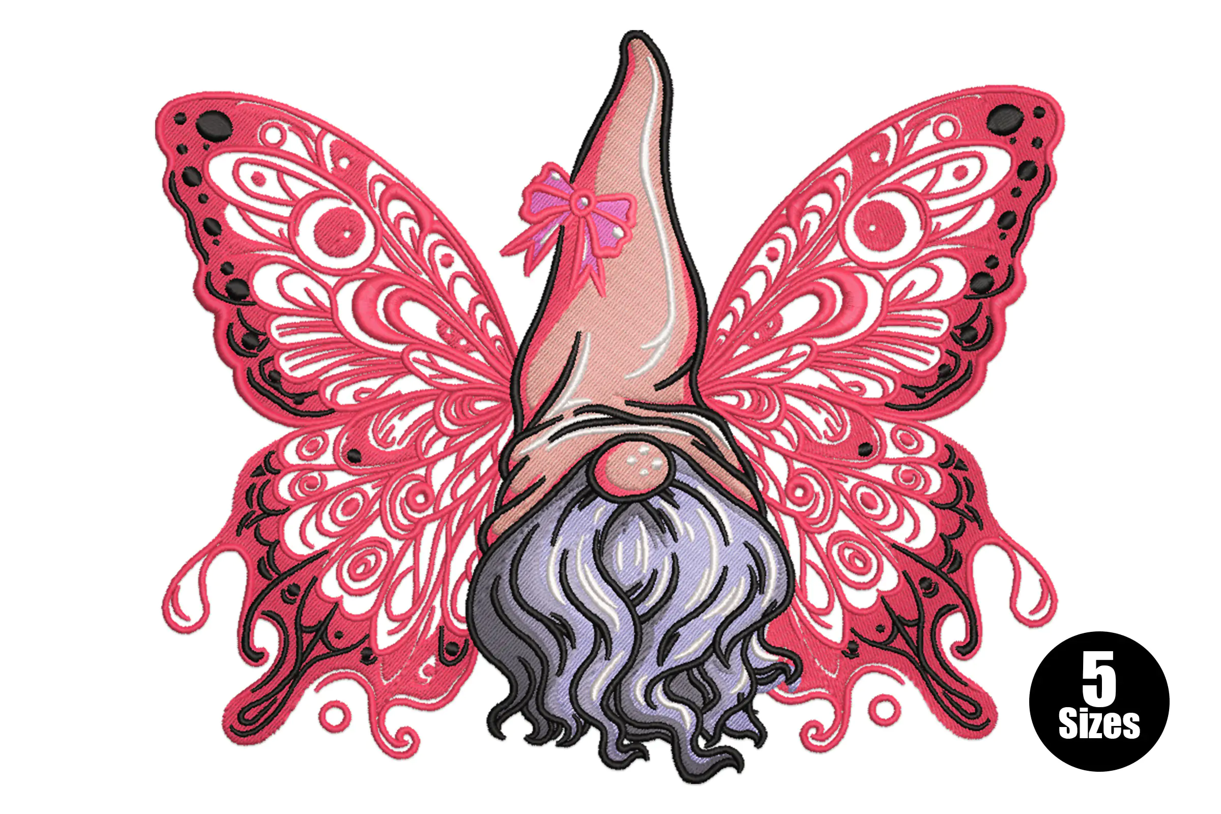 Butterfly Gnome Embroidery Design