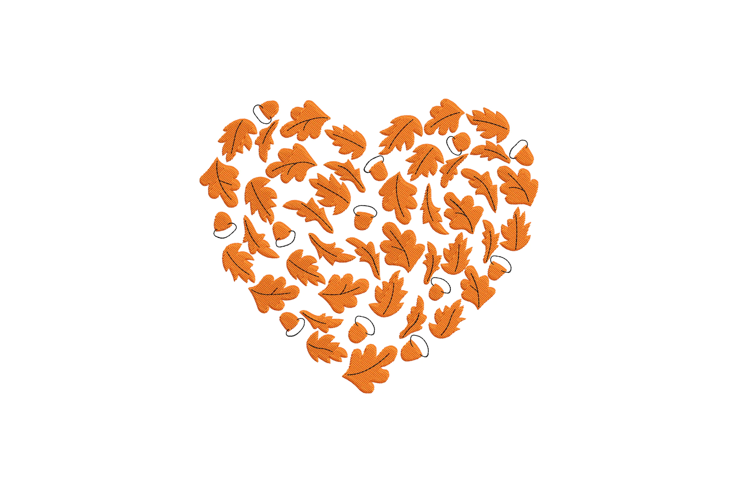 Fall Leaves Heart Digital Embroidery File